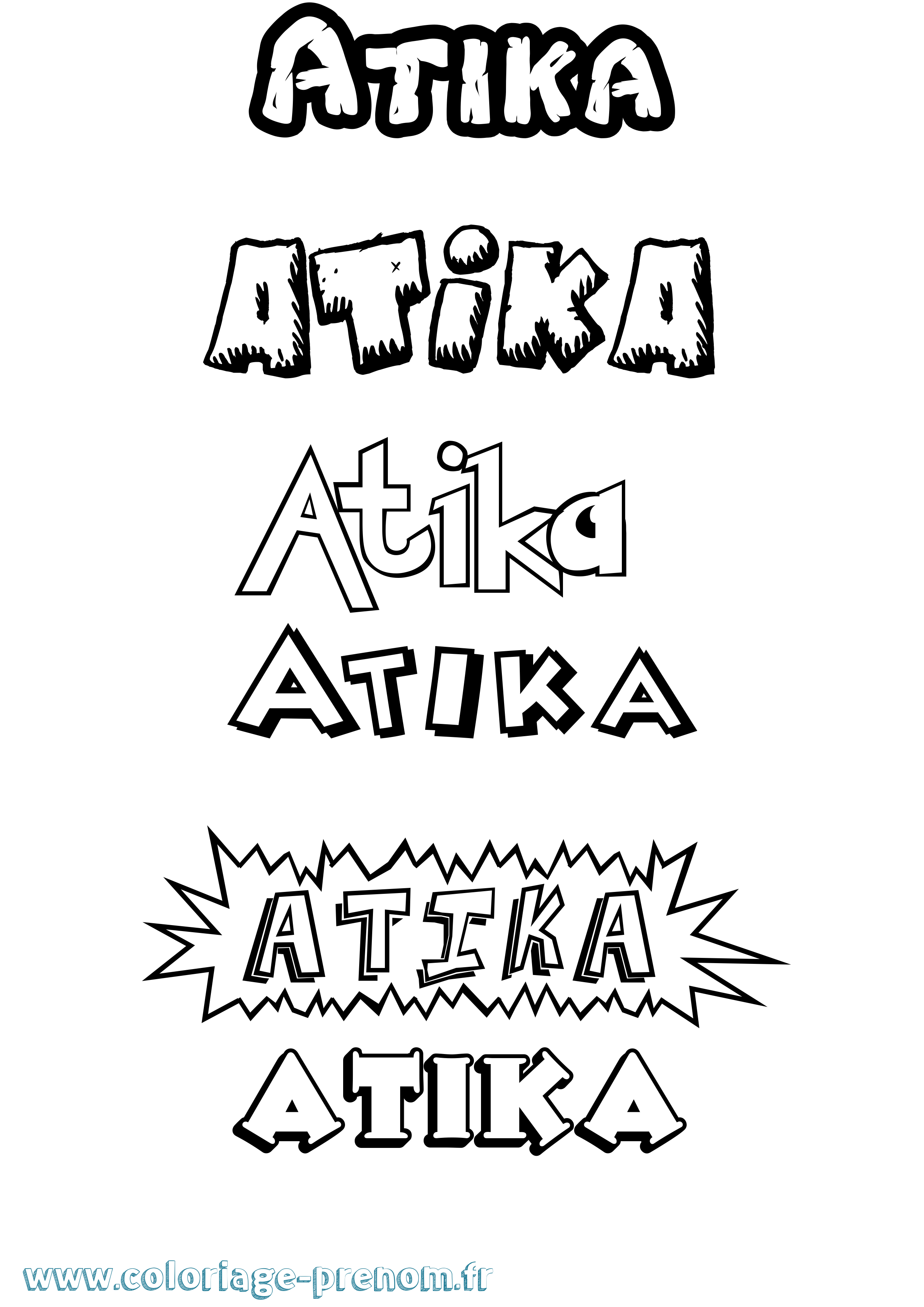 Coloriage Atika Dessin Animé Coloriage prénom Atika Dessin Animé