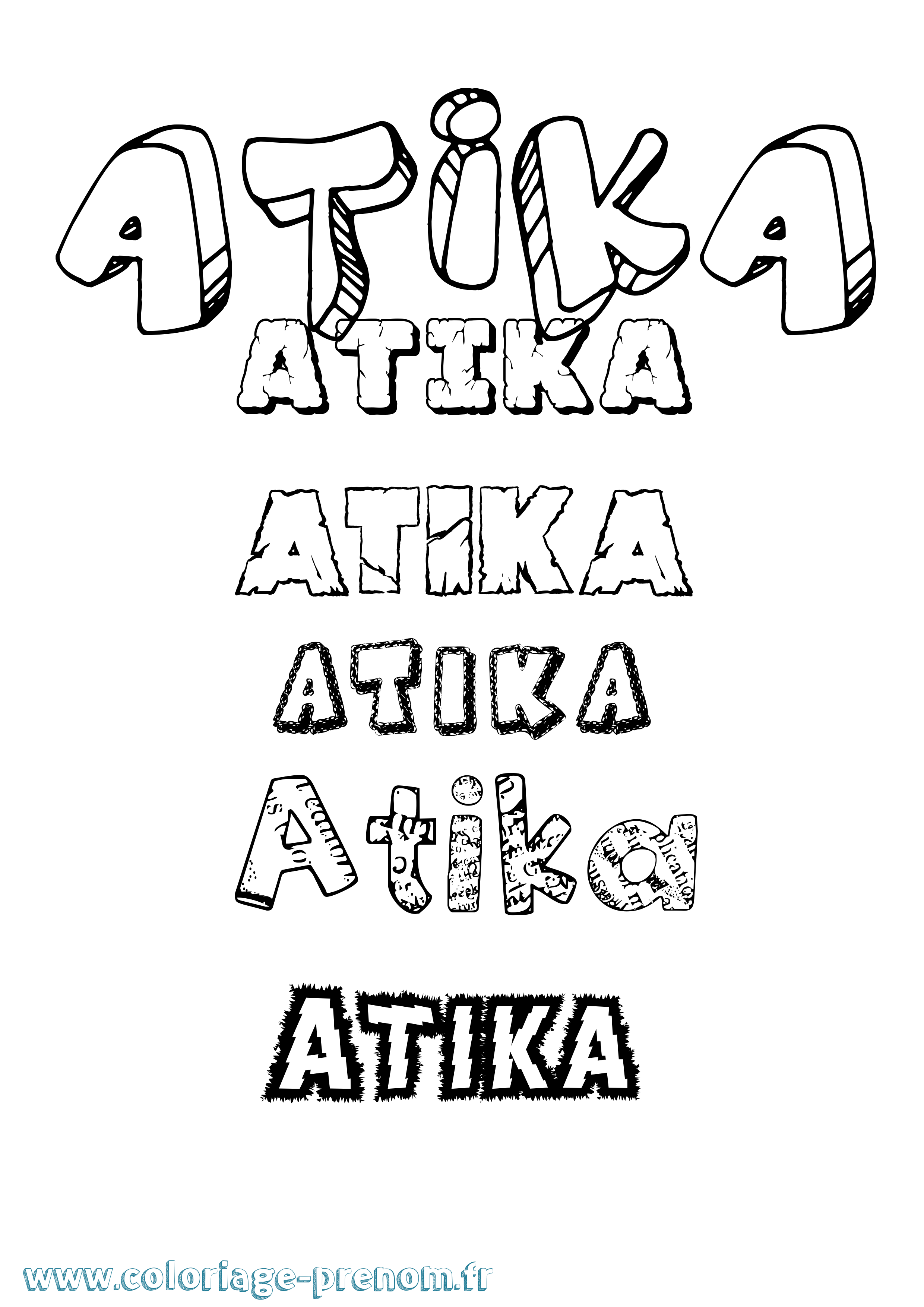 Coloriage Atika Destructuré Coloriage prénom Atika Destructuré