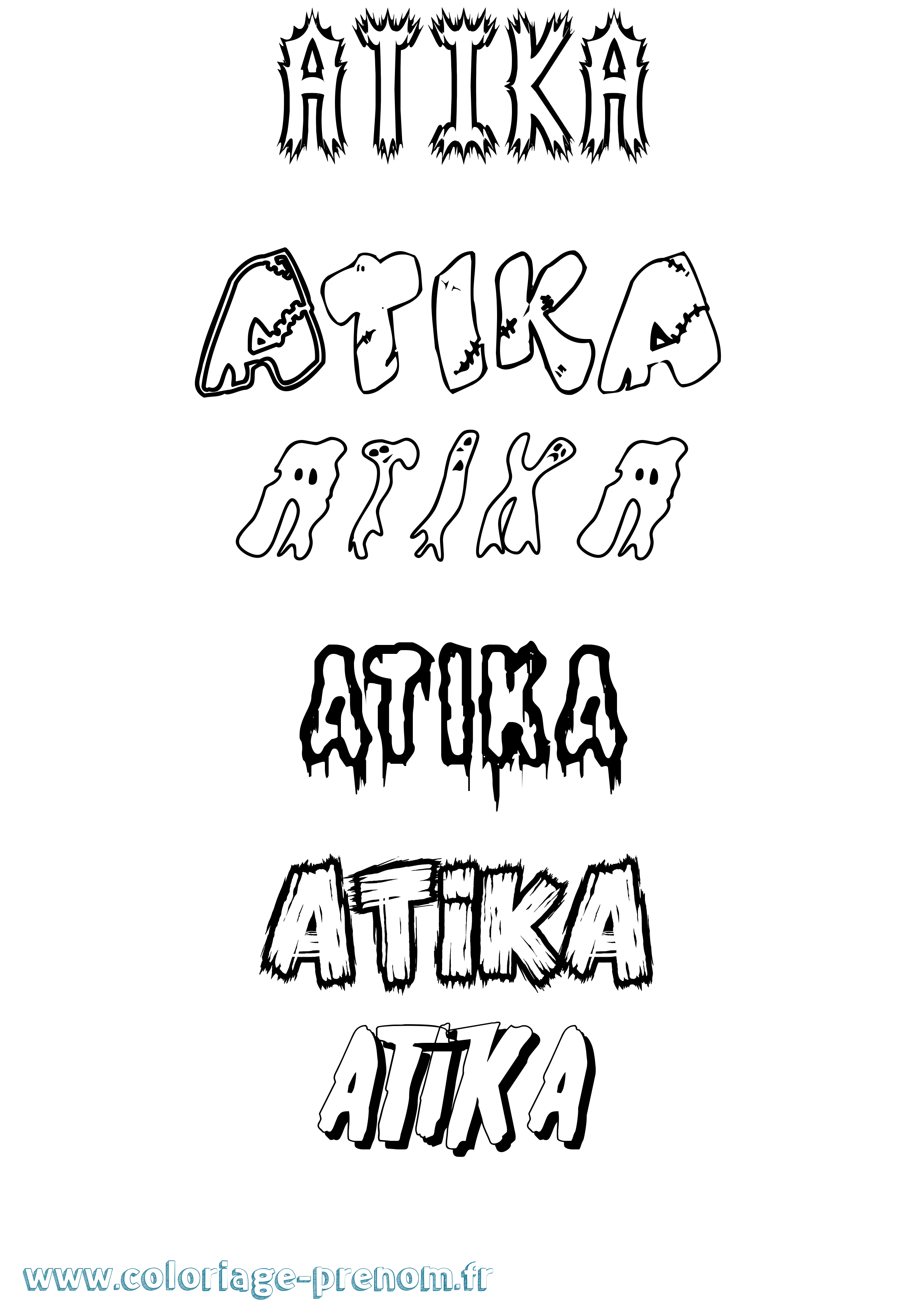 Coloriage Atika Frisson Coloriage prénom Atika Frisson