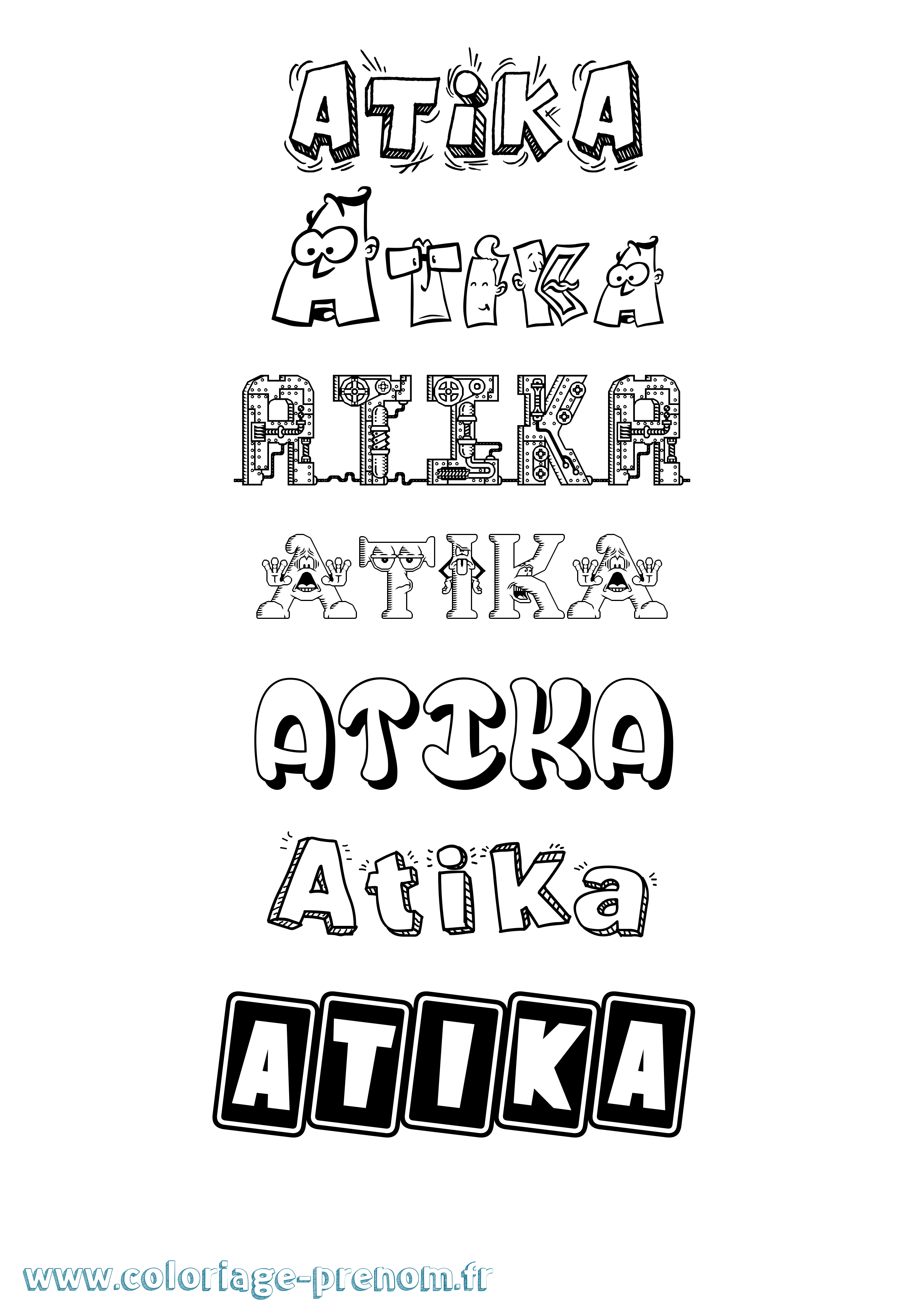 Coloriage Atika Fun Coloriage prénom Atika Fun