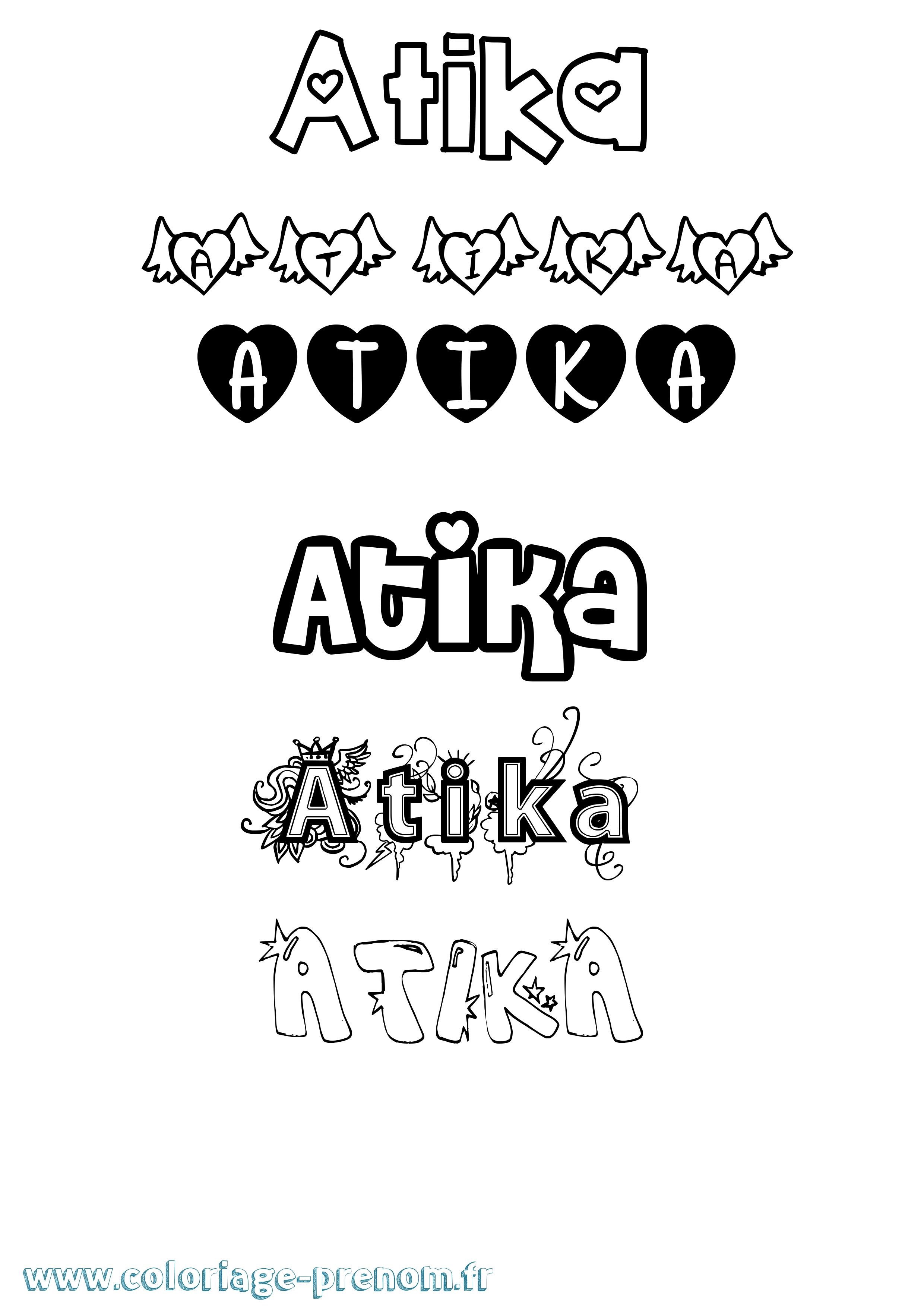 Coloriage Atika Girly Coloriage prénom Atika Girly