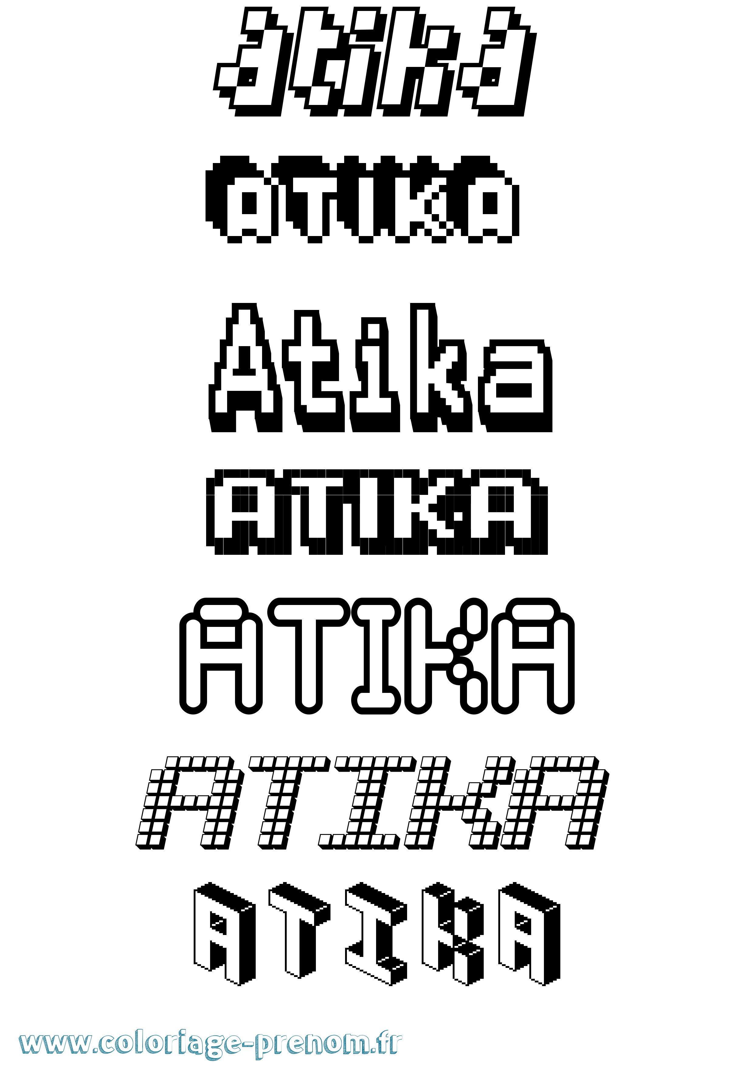 Coloriage Atika Pixel Coloriage prénom Atika Pixel