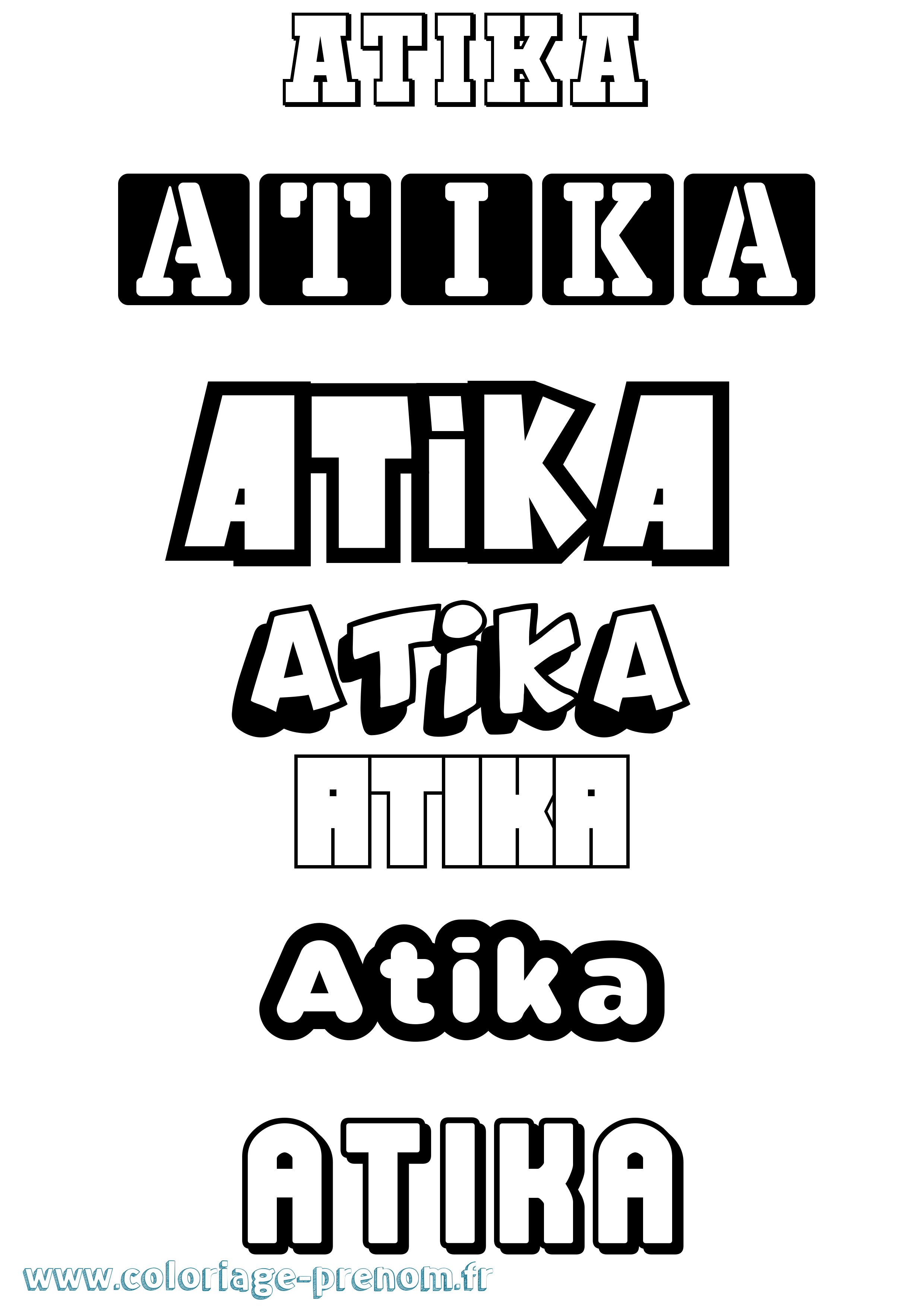 Coloriage Atika Simple Coloriage prénom Atika Simple