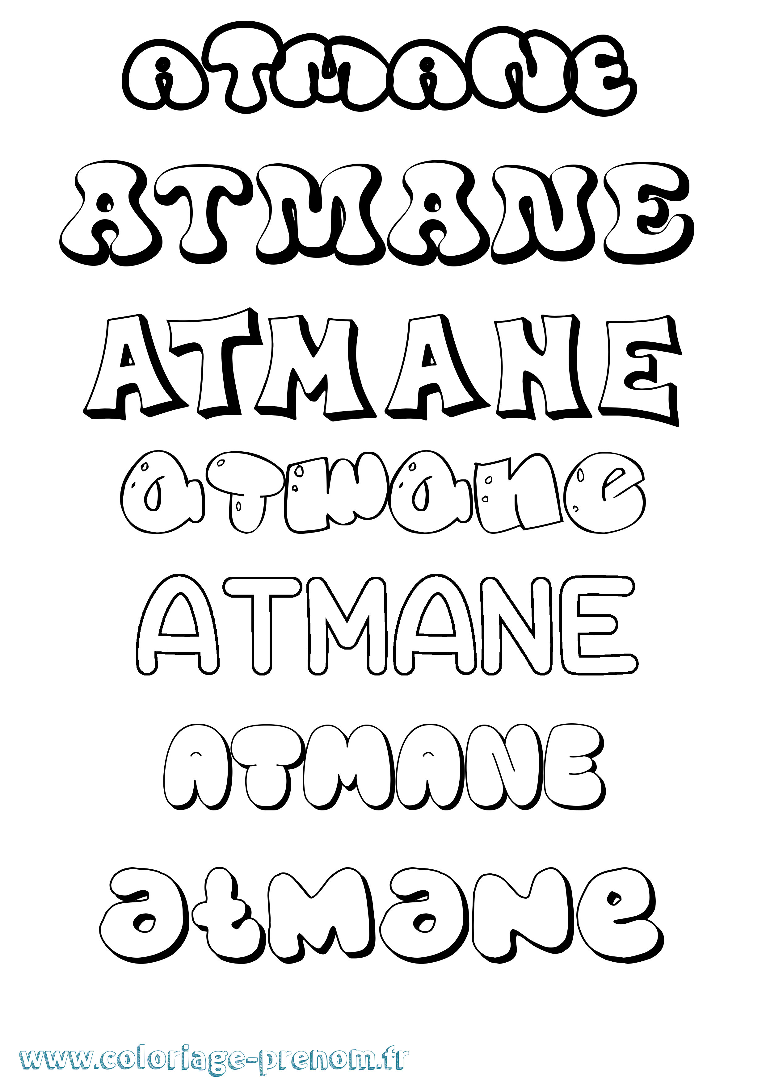 Coloriage Atmane Bubble Coloriage prénom Atmane Bubble