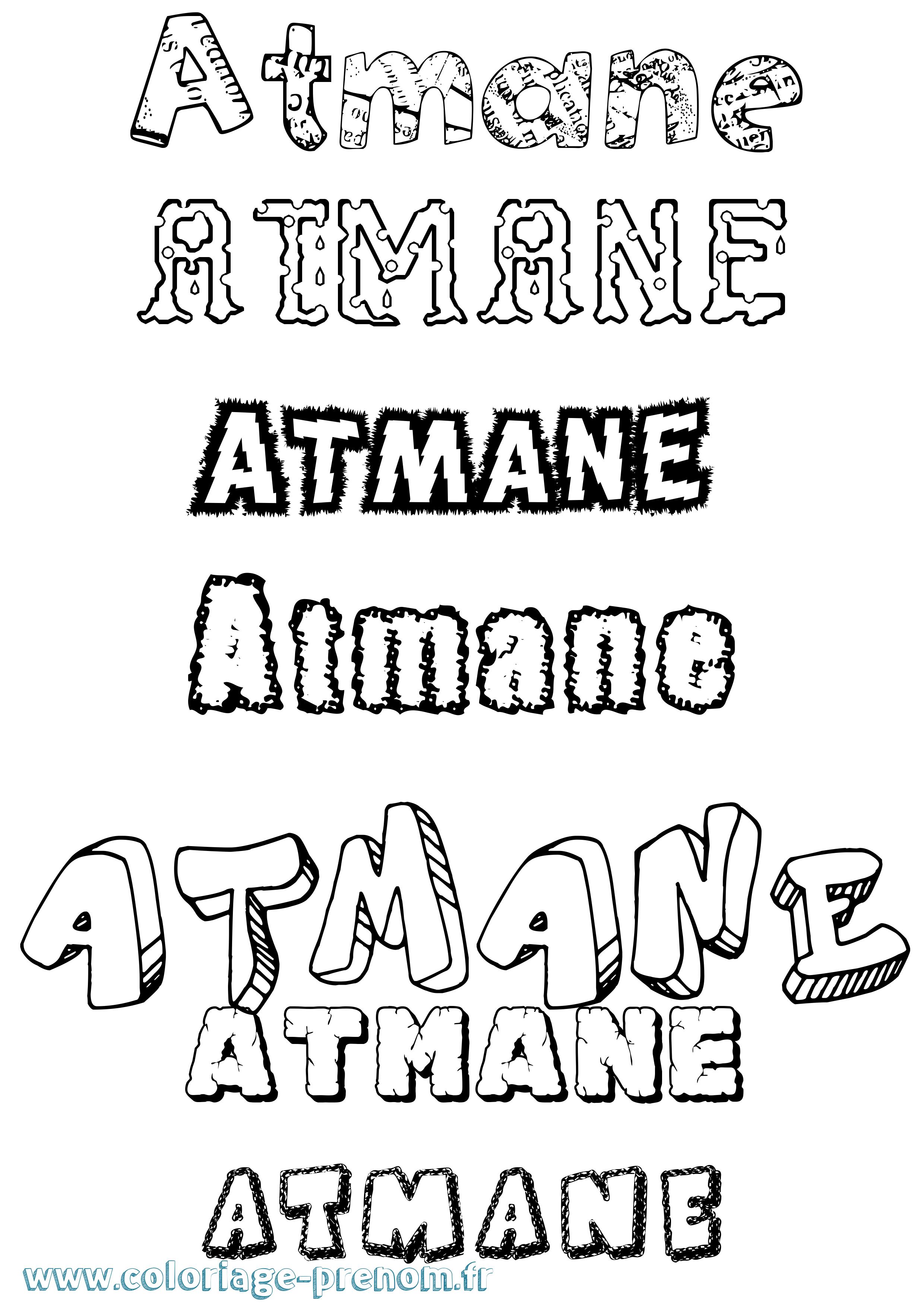 Coloriage Atmane Destructuré Coloriage prénom Atmane Destructuré