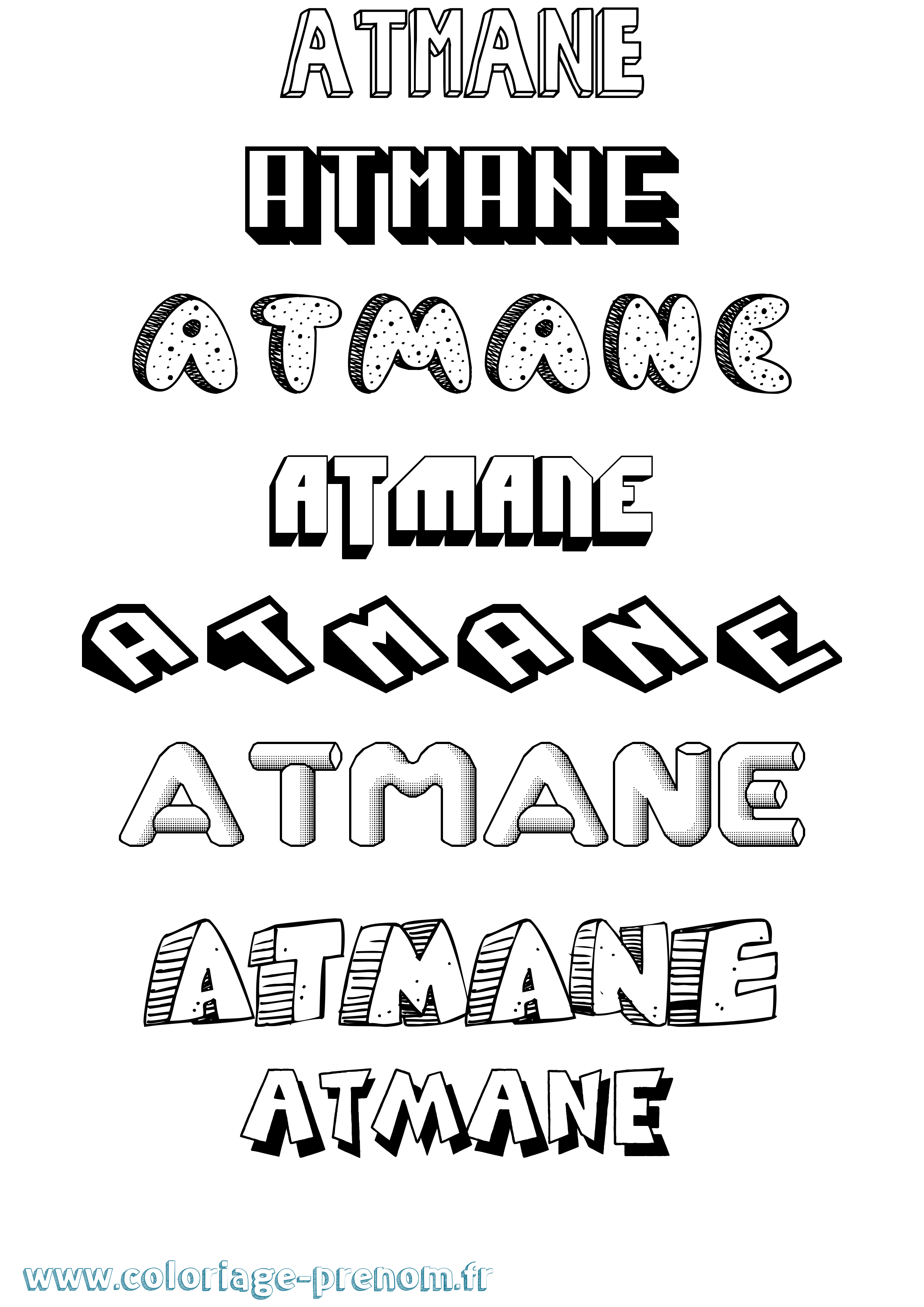 Coloriage Atmane Effet 3D Coloriage prénom Atmane Effet 3D