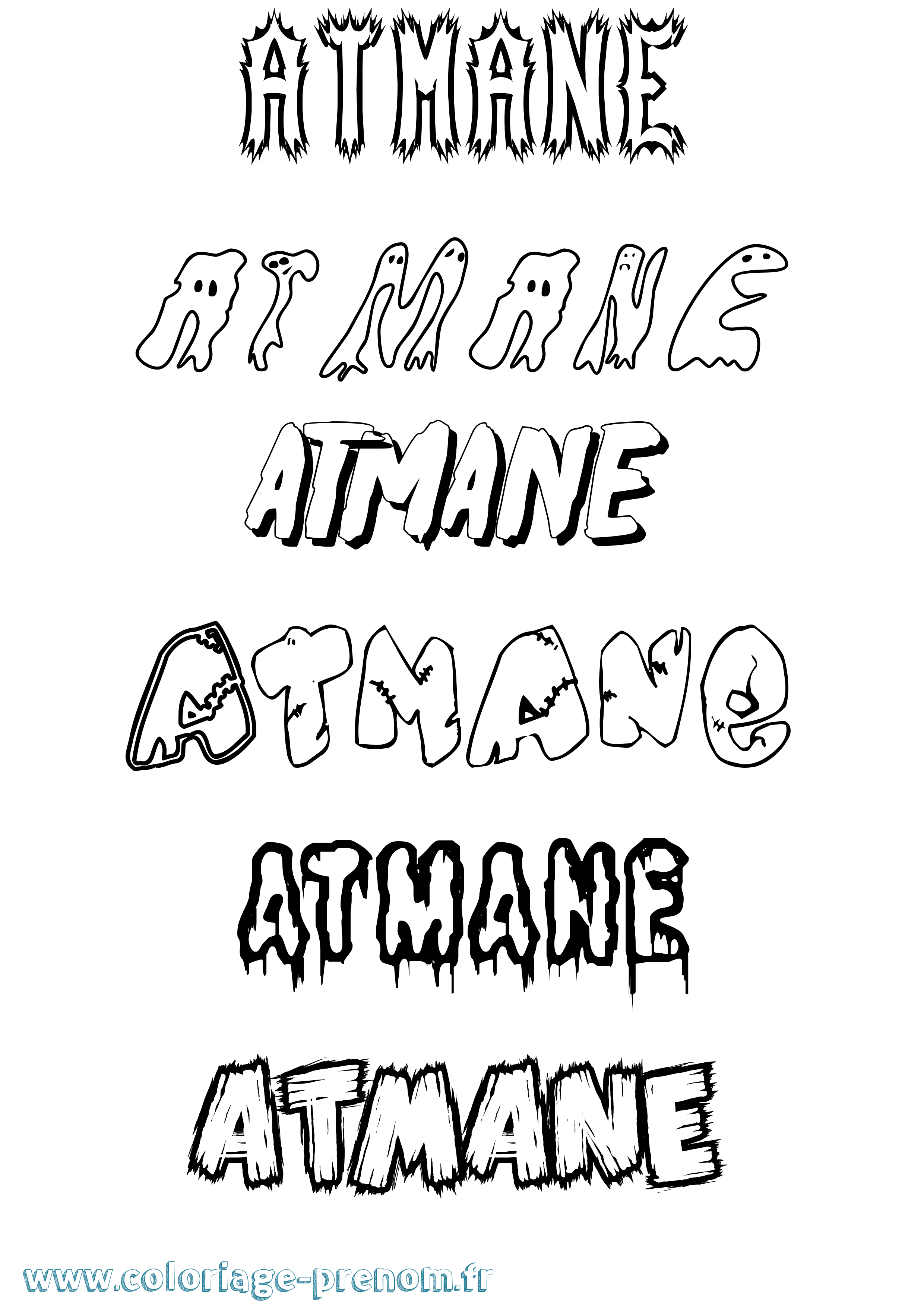 Coloriage Atmane Frisson Coloriage prénom Atmane Frisson