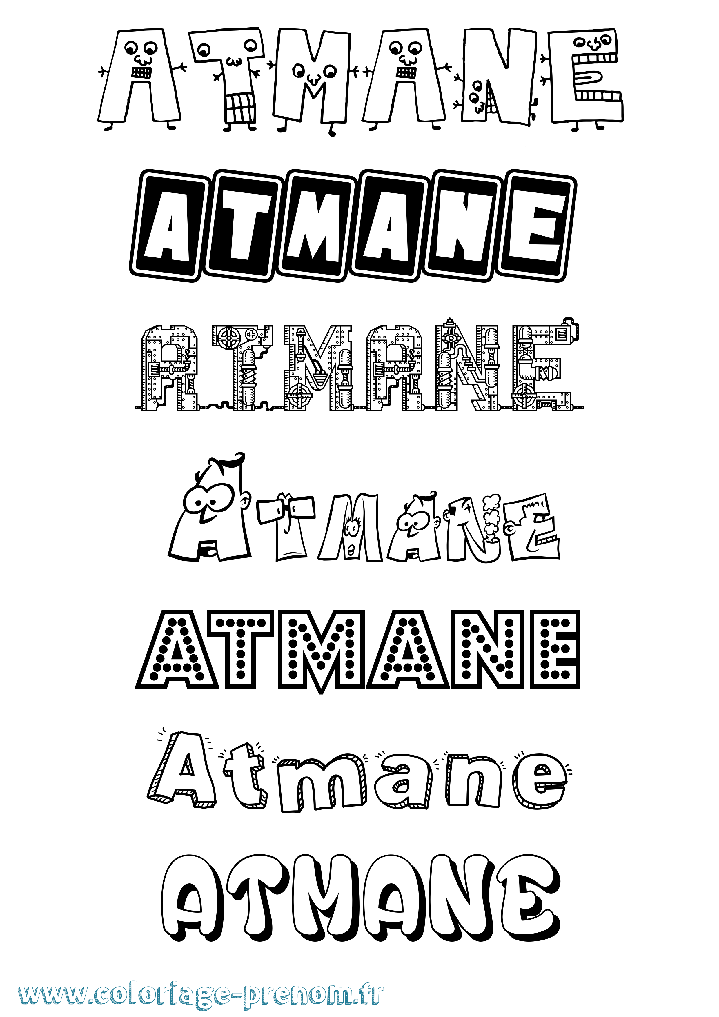 Coloriage Atmane Fun Coloriage prénom Atmane Fun