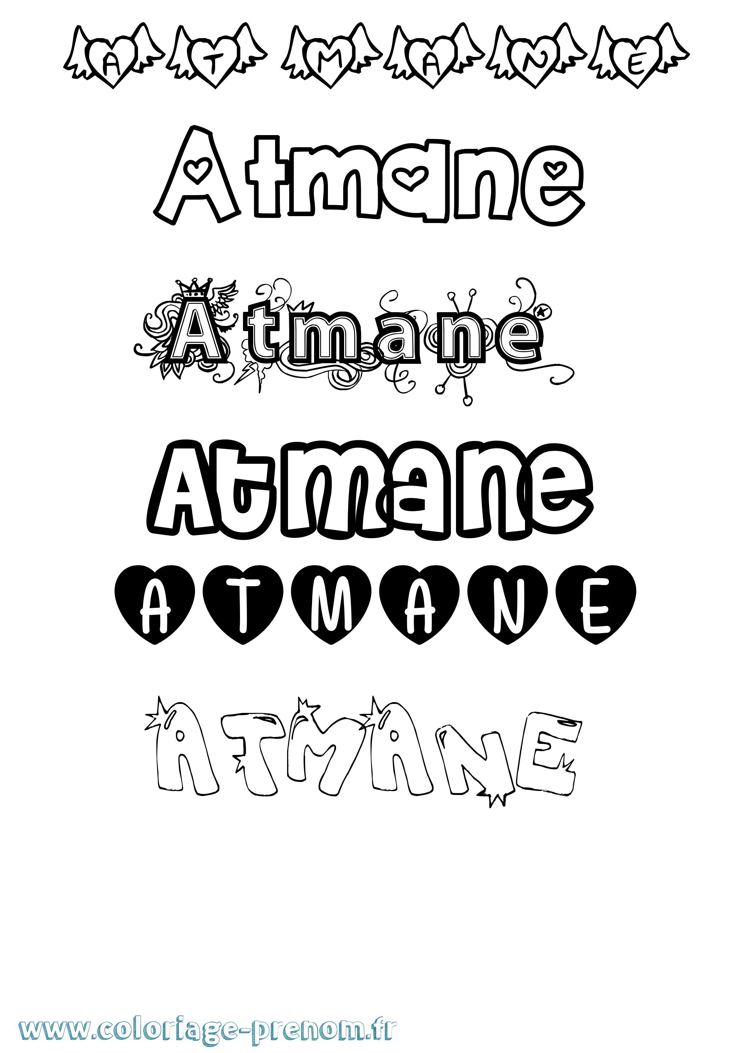 Coloriage Atmane Girly Coloriage prénom Atmane Girly