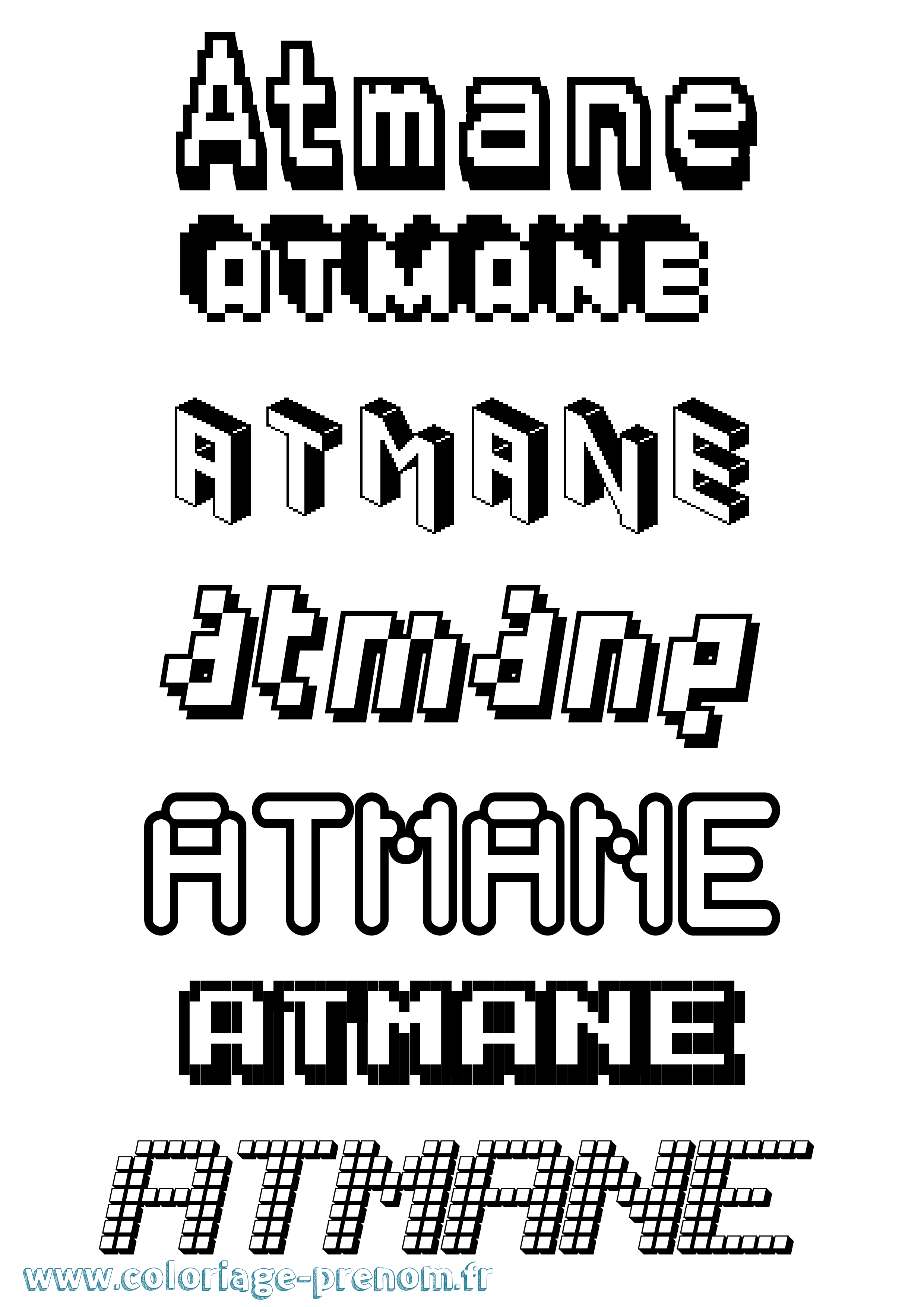 Coloriage Atmane Pixel Coloriage prénom Atmane Pixel