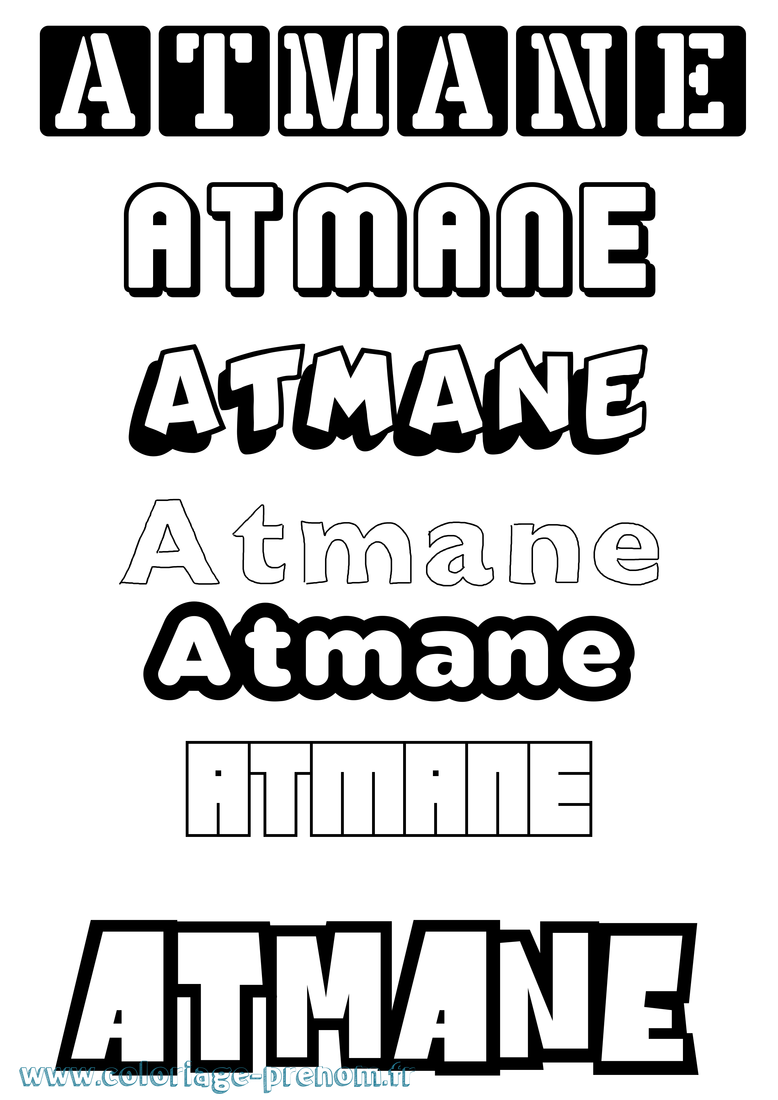 Coloriage Atmane Simple Coloriage prénom Atmane Simple