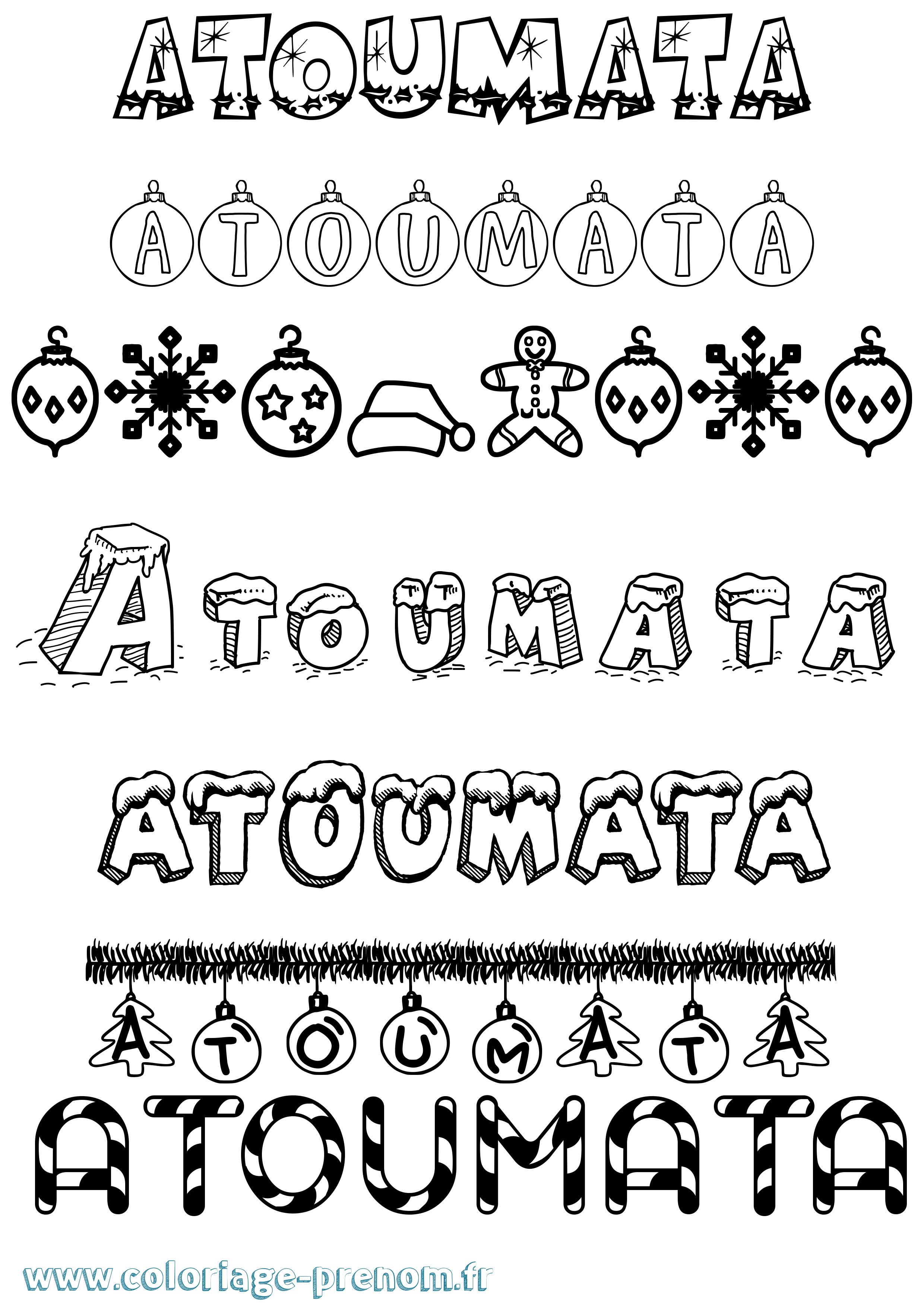 Coloriage Atoumata Noël Coloriage prénom Atoumata Noël
