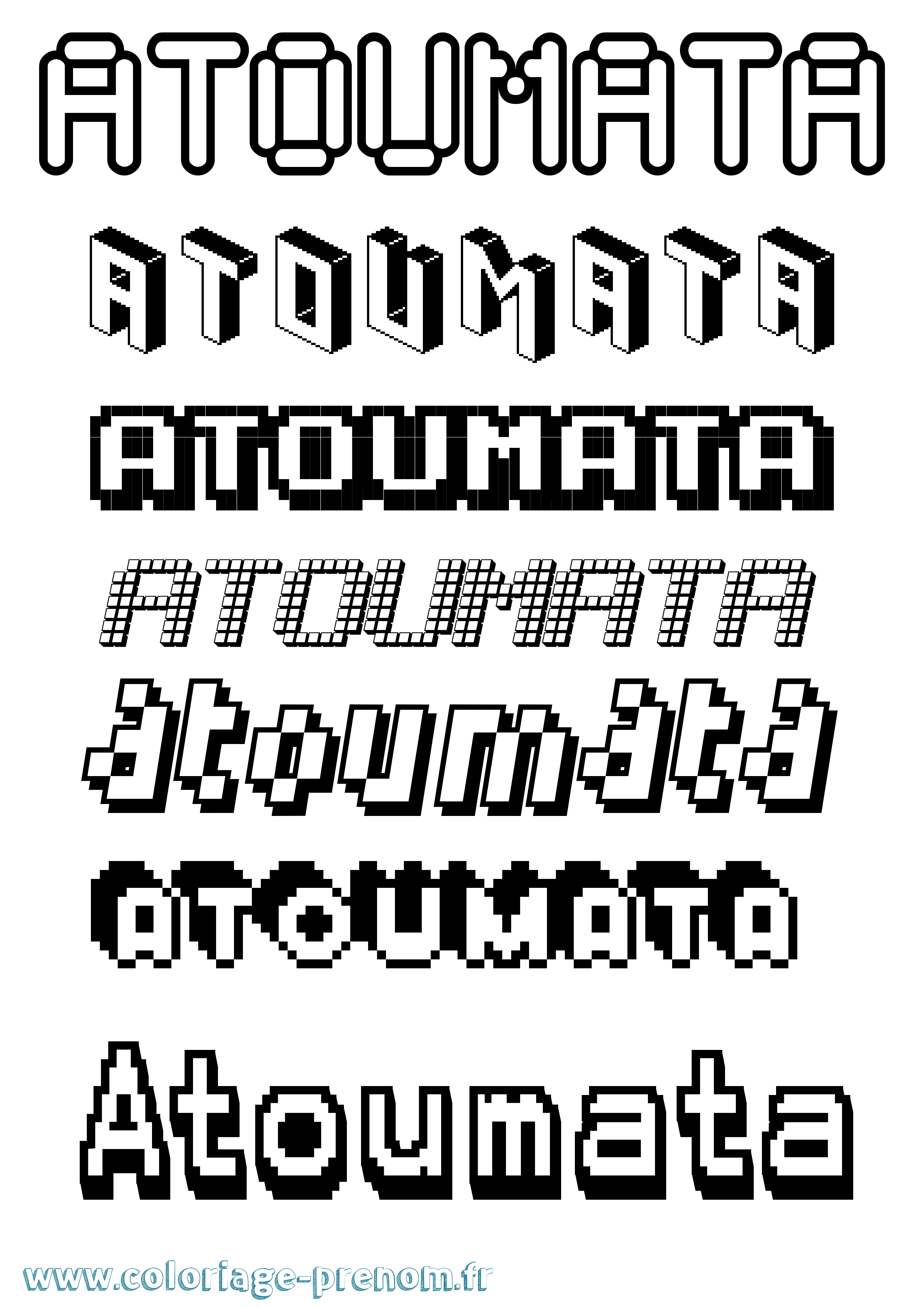 Coloriage Atoumata Pixel Coloriage prénom Atoumata Pixel