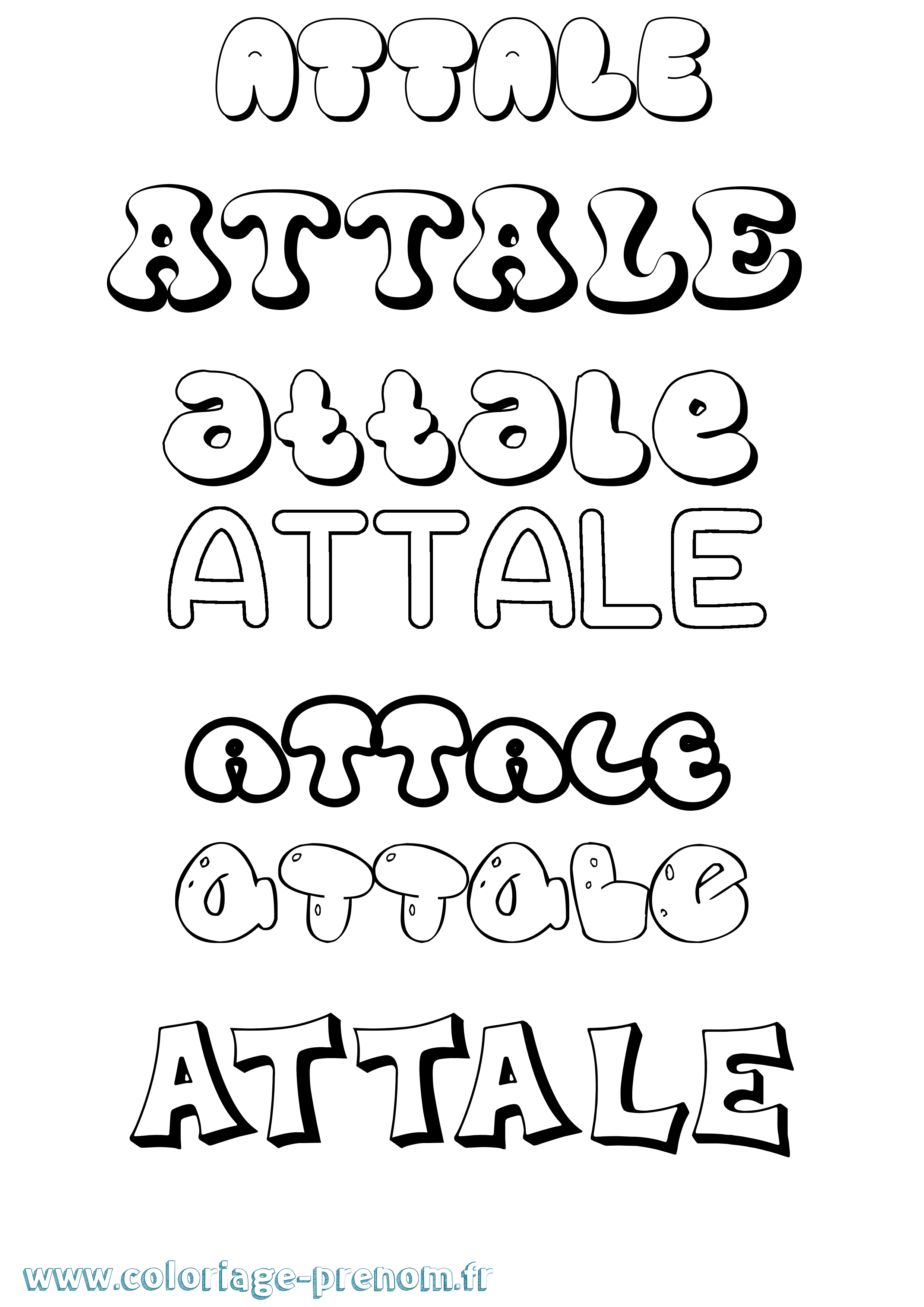 Coloriage Attale Bubble Coloriage prénom Attale Bubble