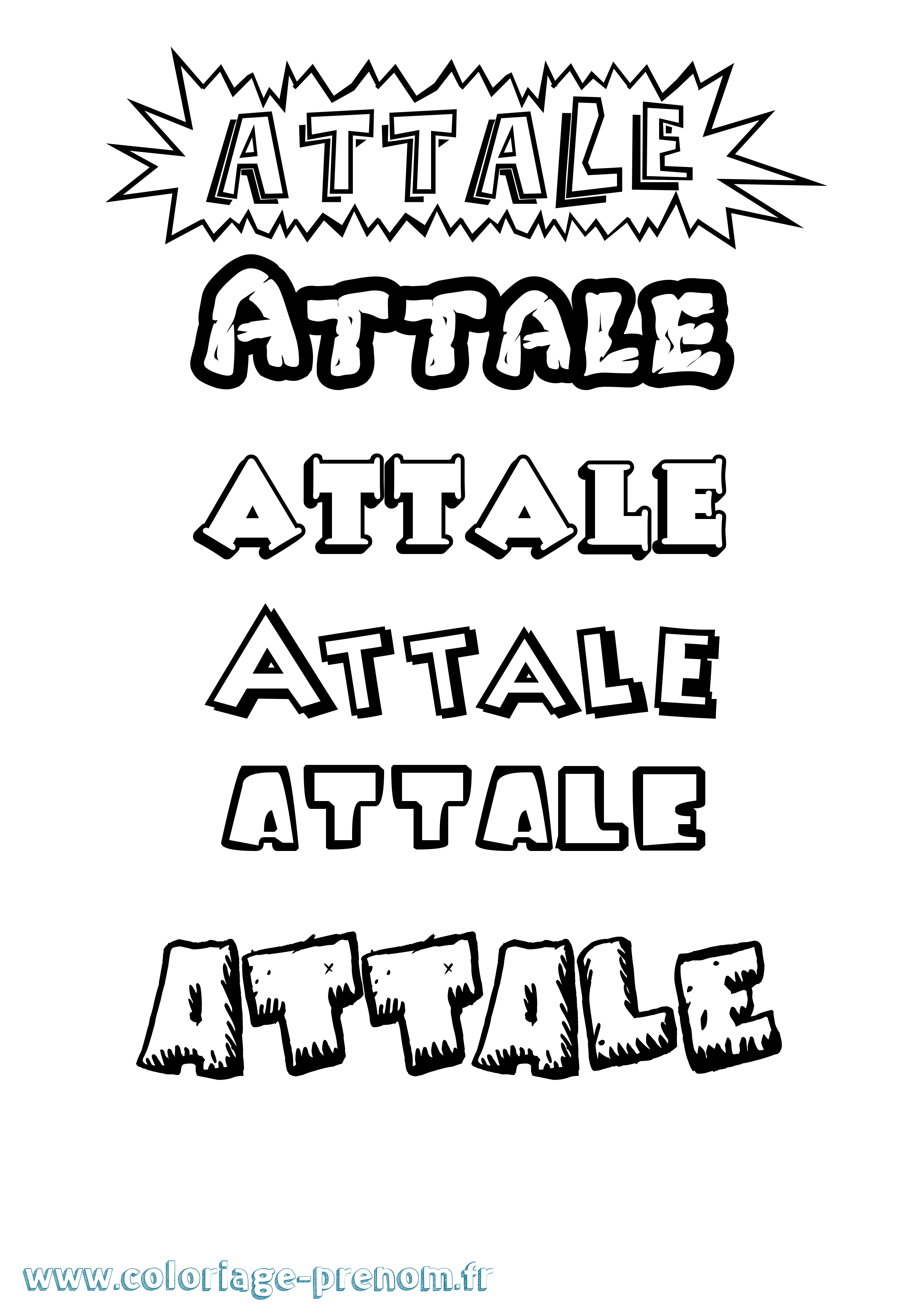Coloriage Attale Dessin Animé Coloriage prénom Attale Dessin Animé