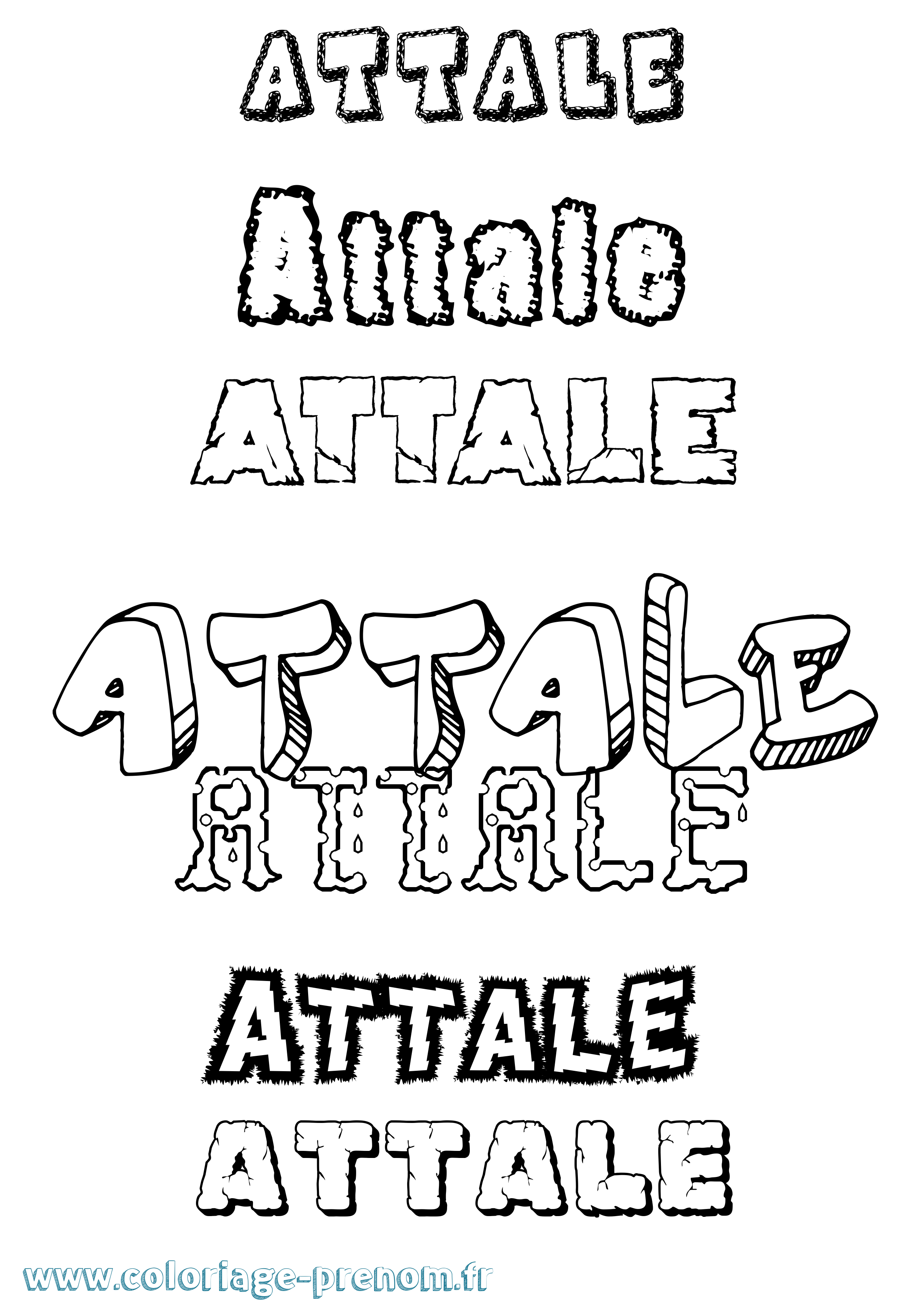 Coloriage Attale Destructuré Coloriage prénom Attale Destructuré