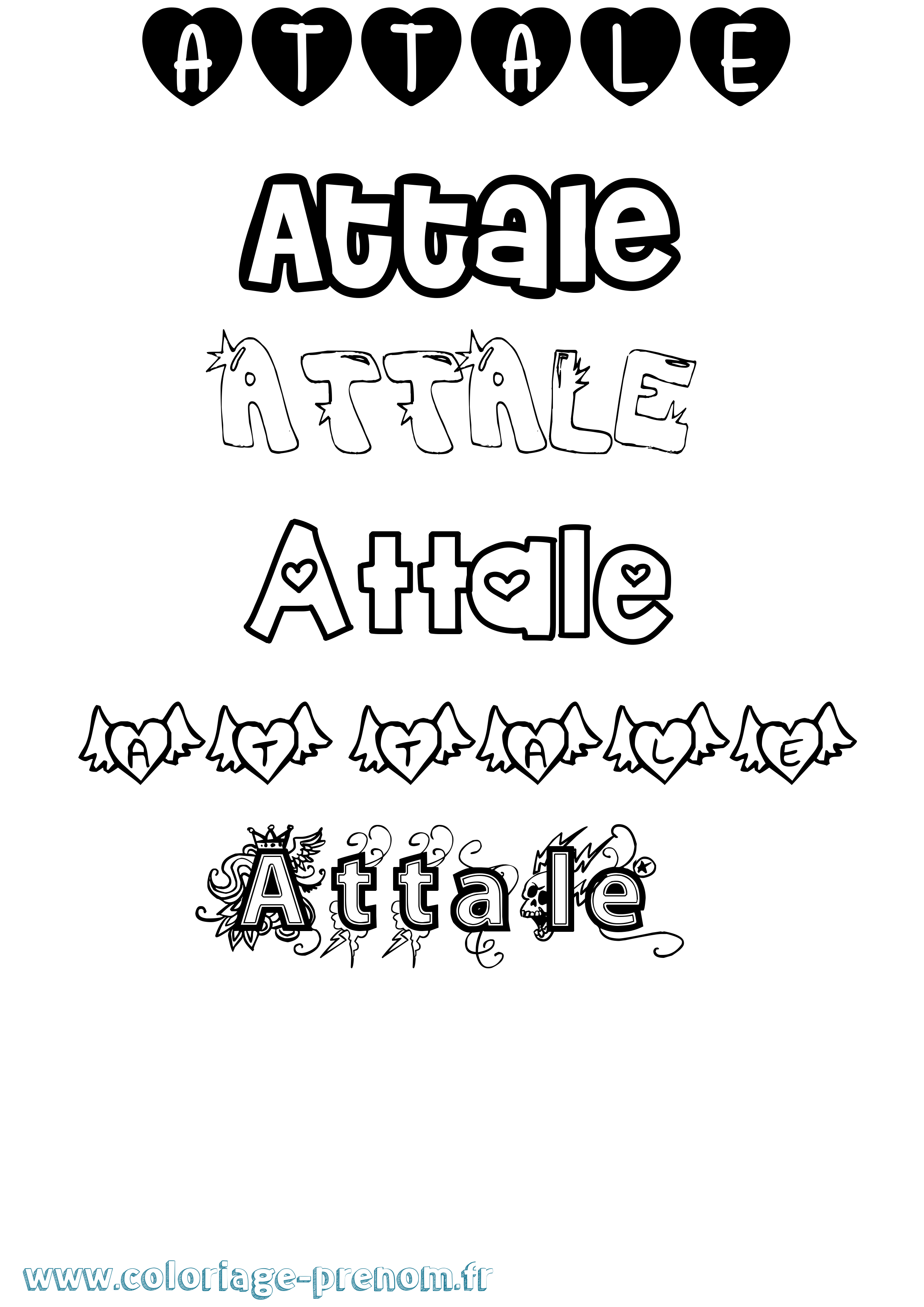 Coloriage Attale Girly Coloriage prénom Attale Girly