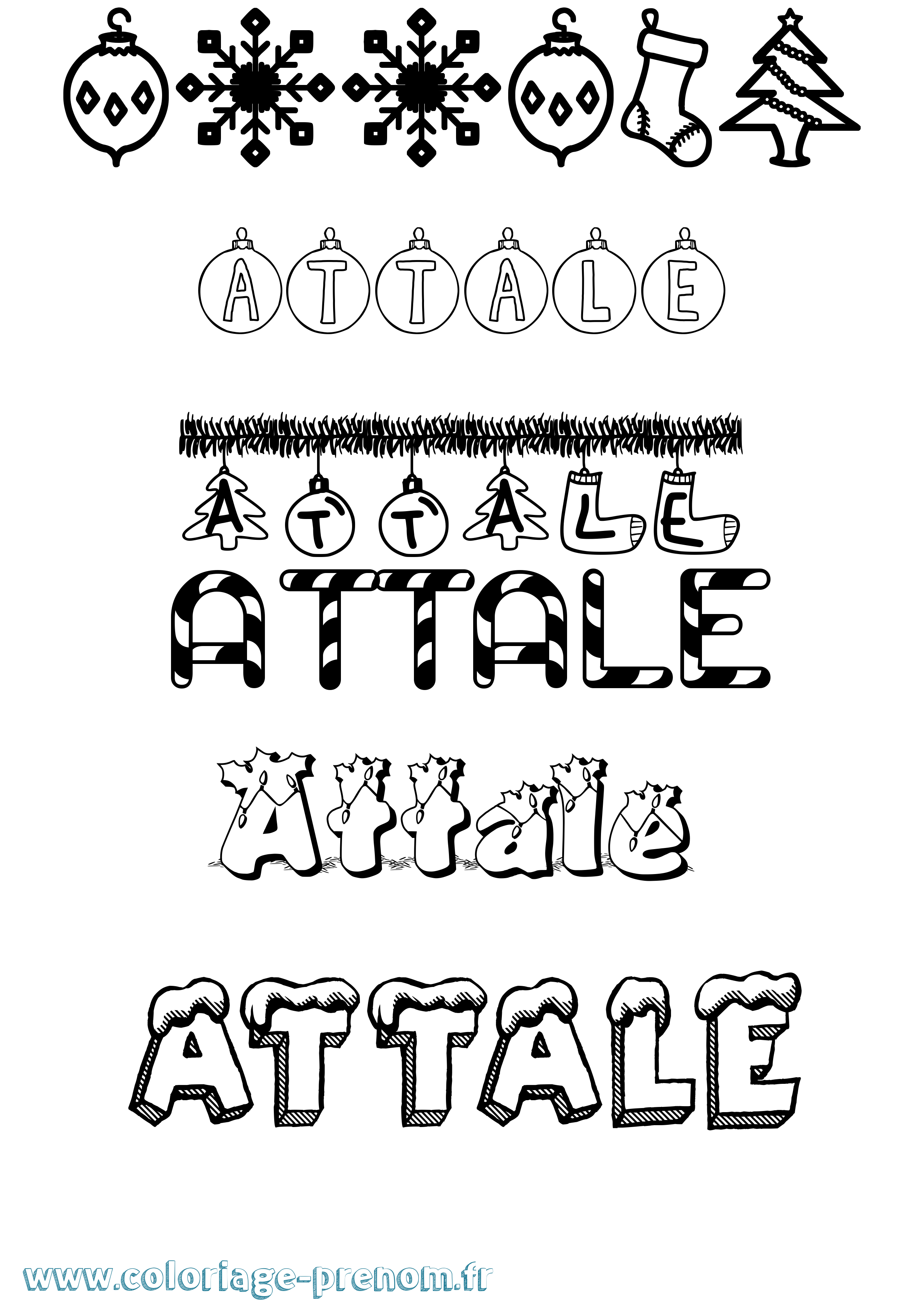 Coloriage Attale Noël Coloriage prénom Attale Noël