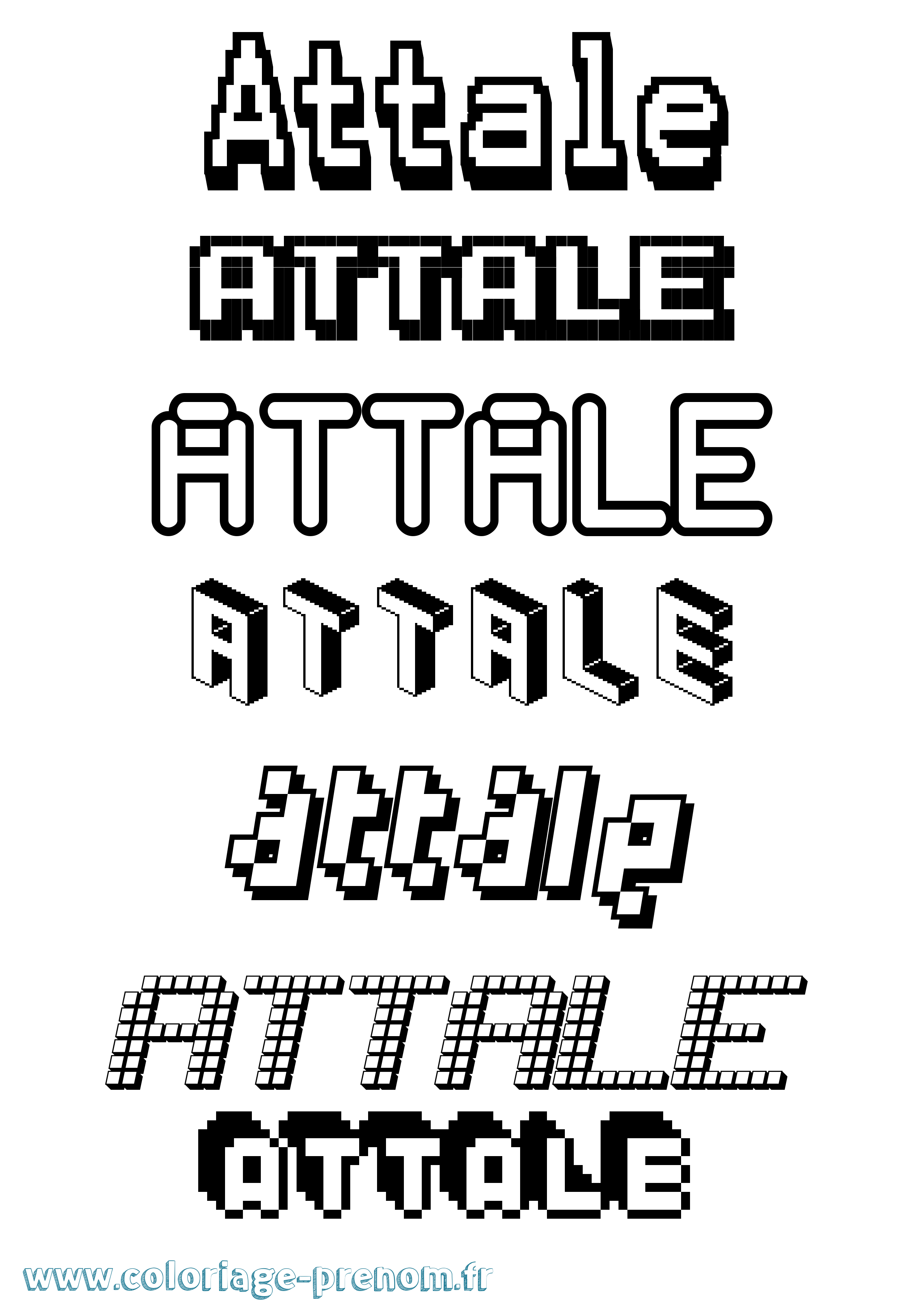 Coloriage Attale Pixel Coloriage prénom Attale Pixel