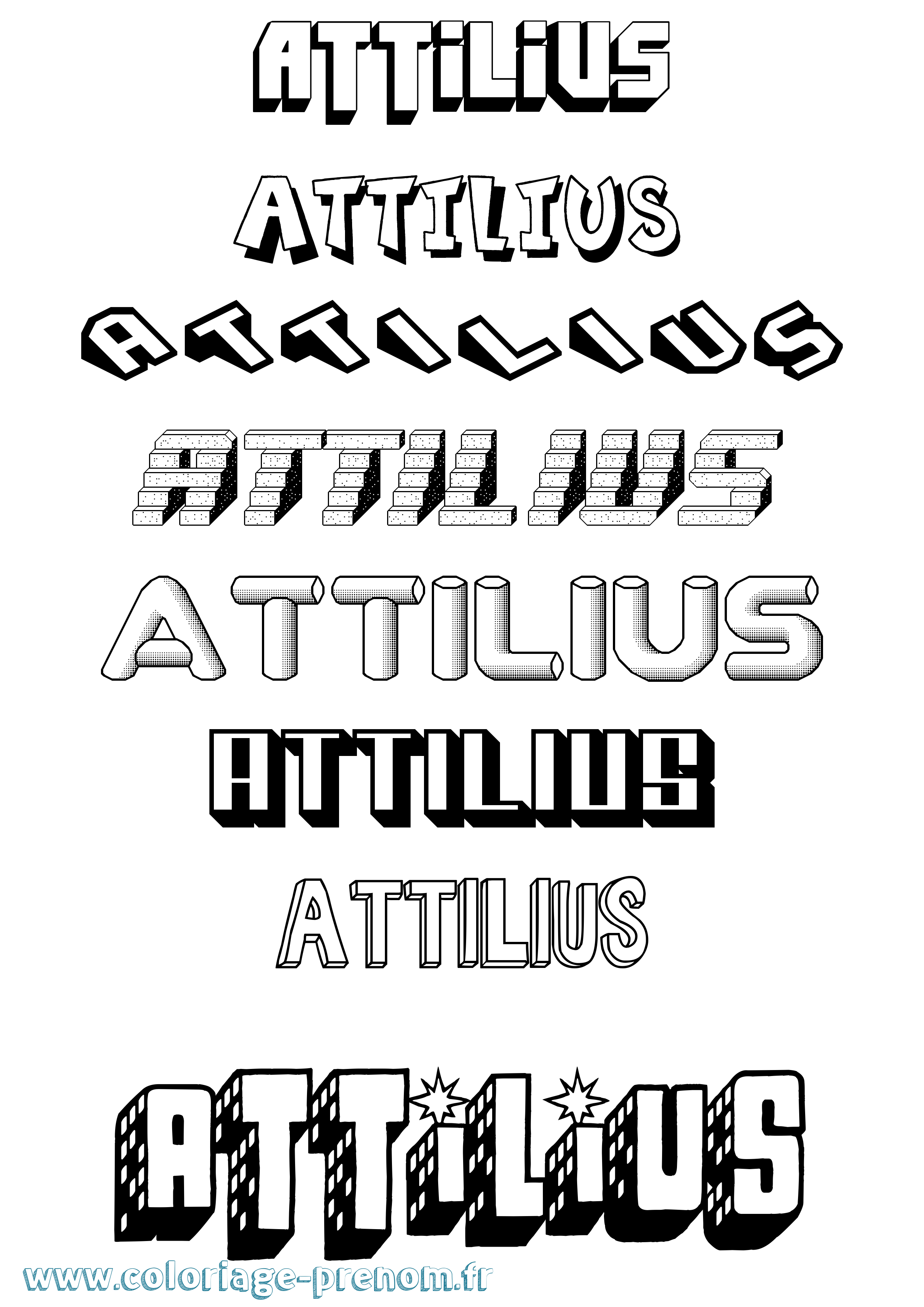 Coloriage Attilius Effet 3D Coloriage prénom Attilius Effet 3D