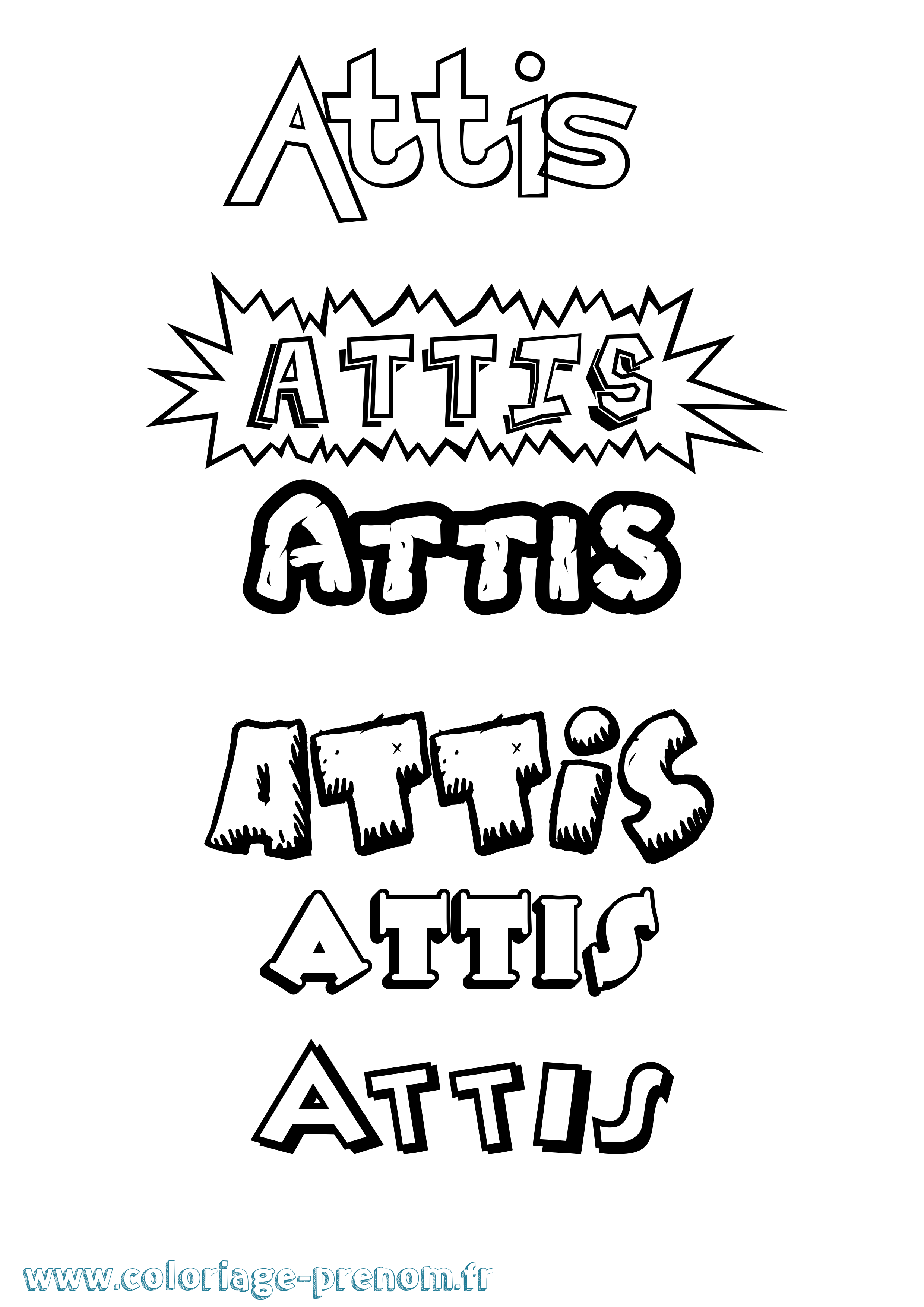 Coloriage Attis Dessin Animé Coloriage prénom Attis Dessin Animé