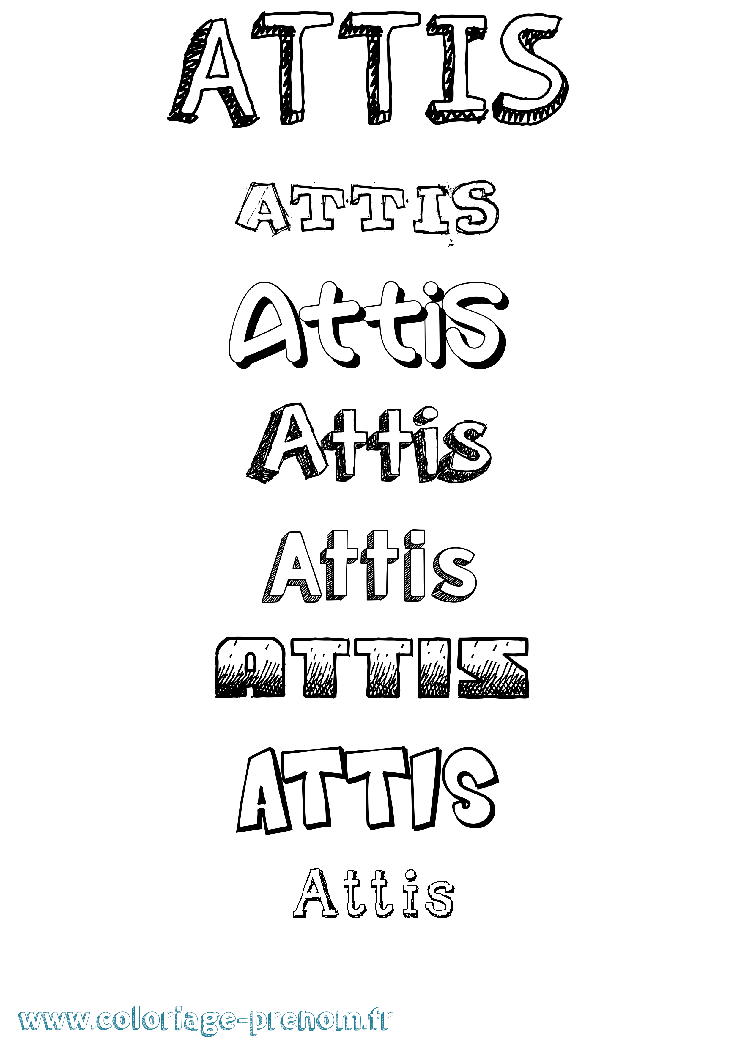 Coloriage Attis Dessiné Coloriage prénom Attis Dessiné