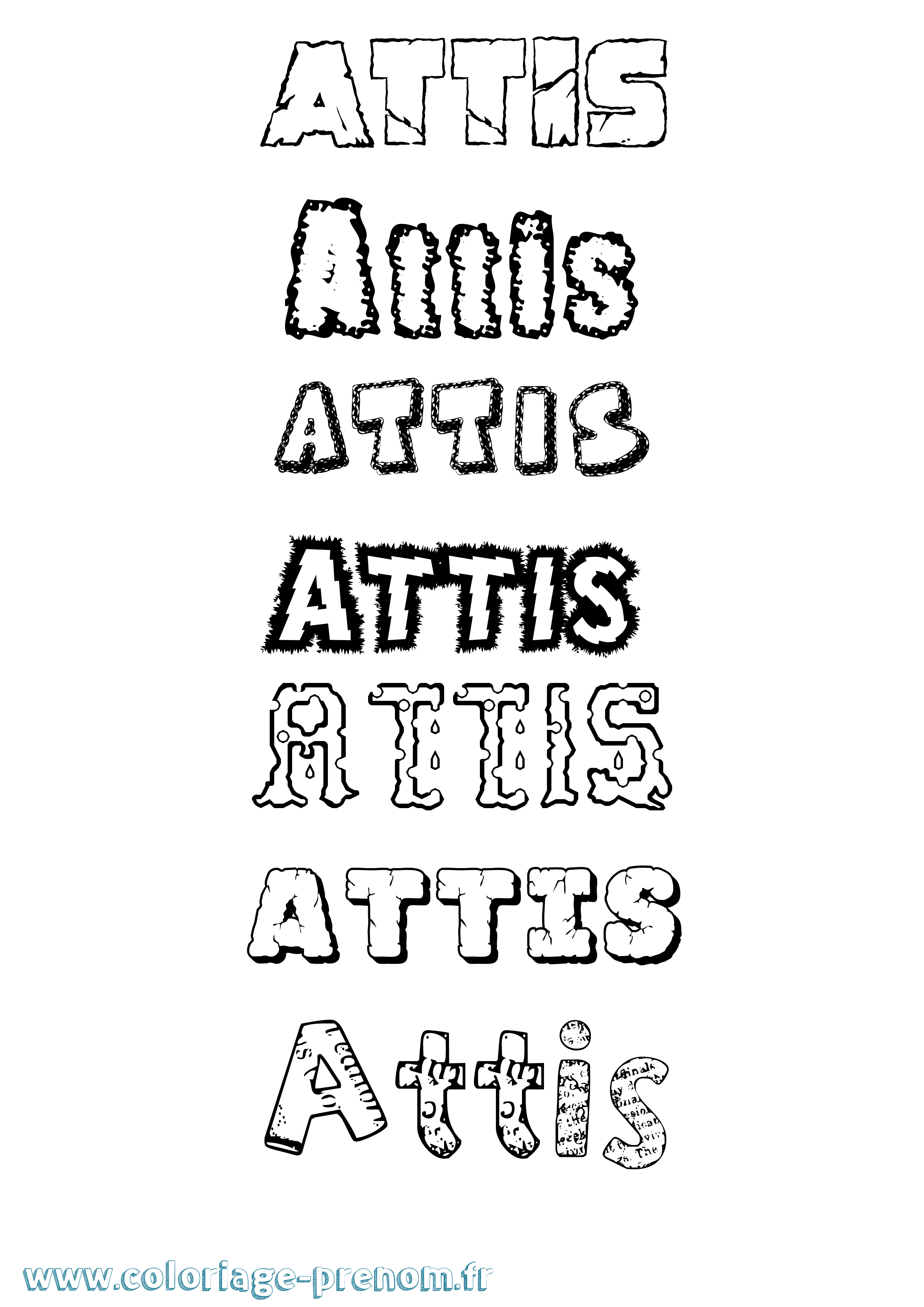 Coloriage Attis Destructuré Coloriage prénom Attis Destructuré