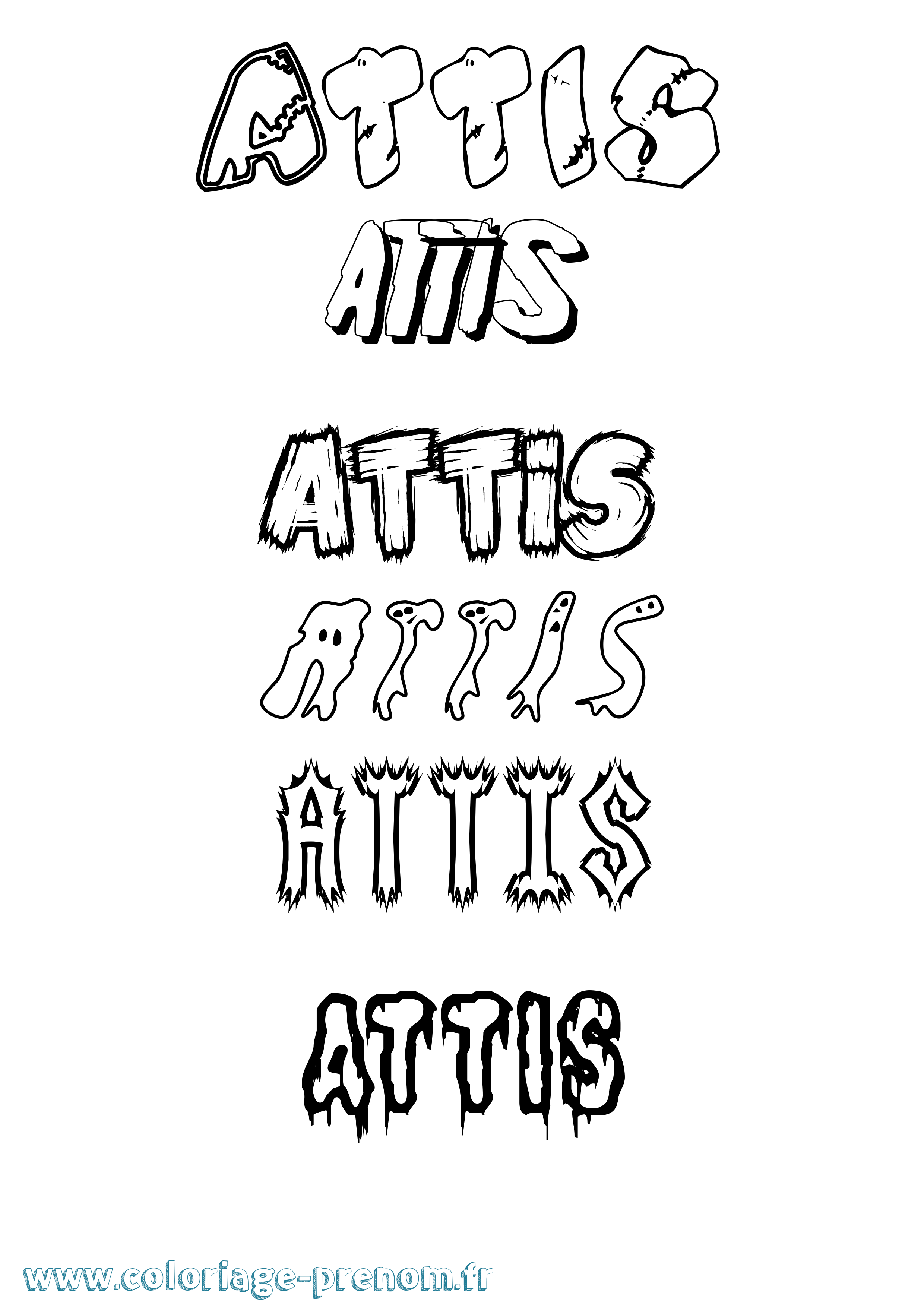 Coloriage Attis Frisson Coloriage prénom Attis Frisson