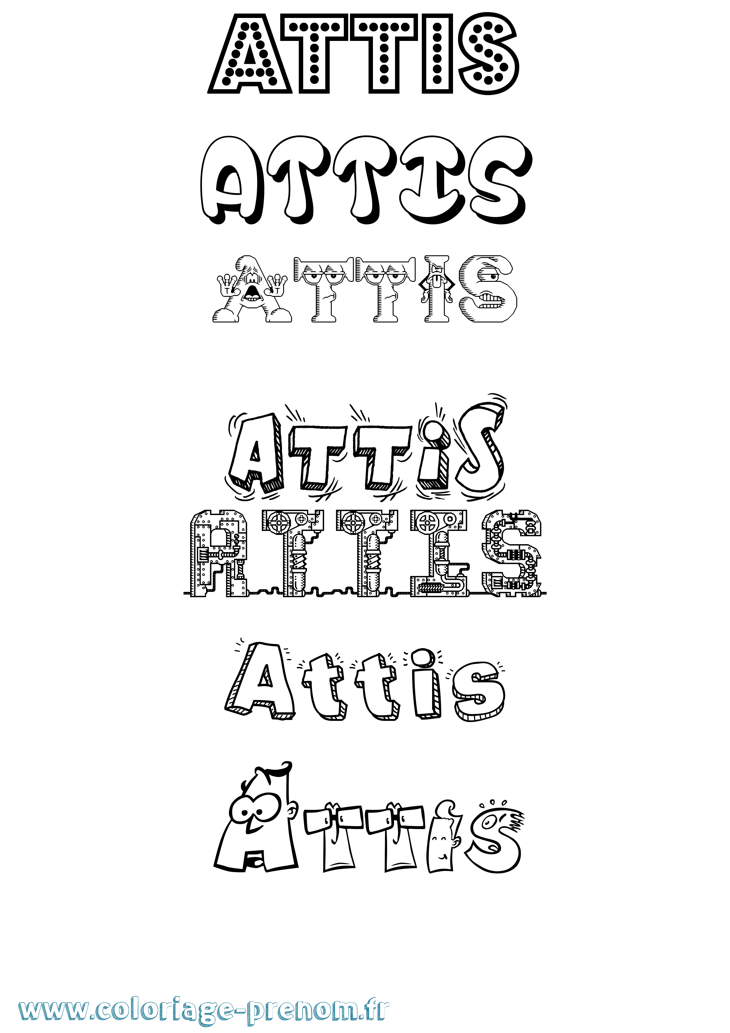 Coloriage Attis Fun Coloriage prénom Attis Fun