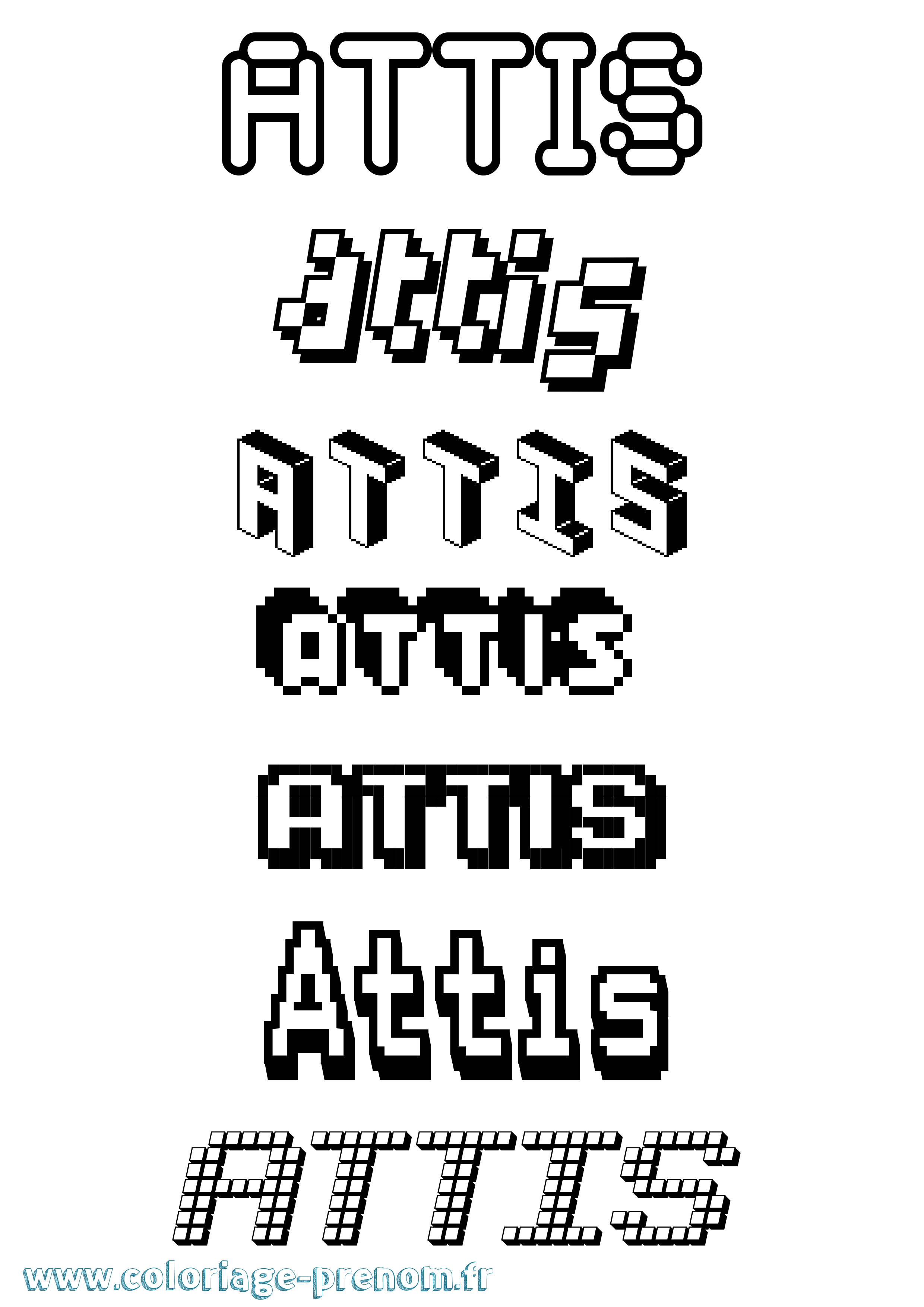 Coloriage Attis Pixel Coloriage prénom Attis Pixel