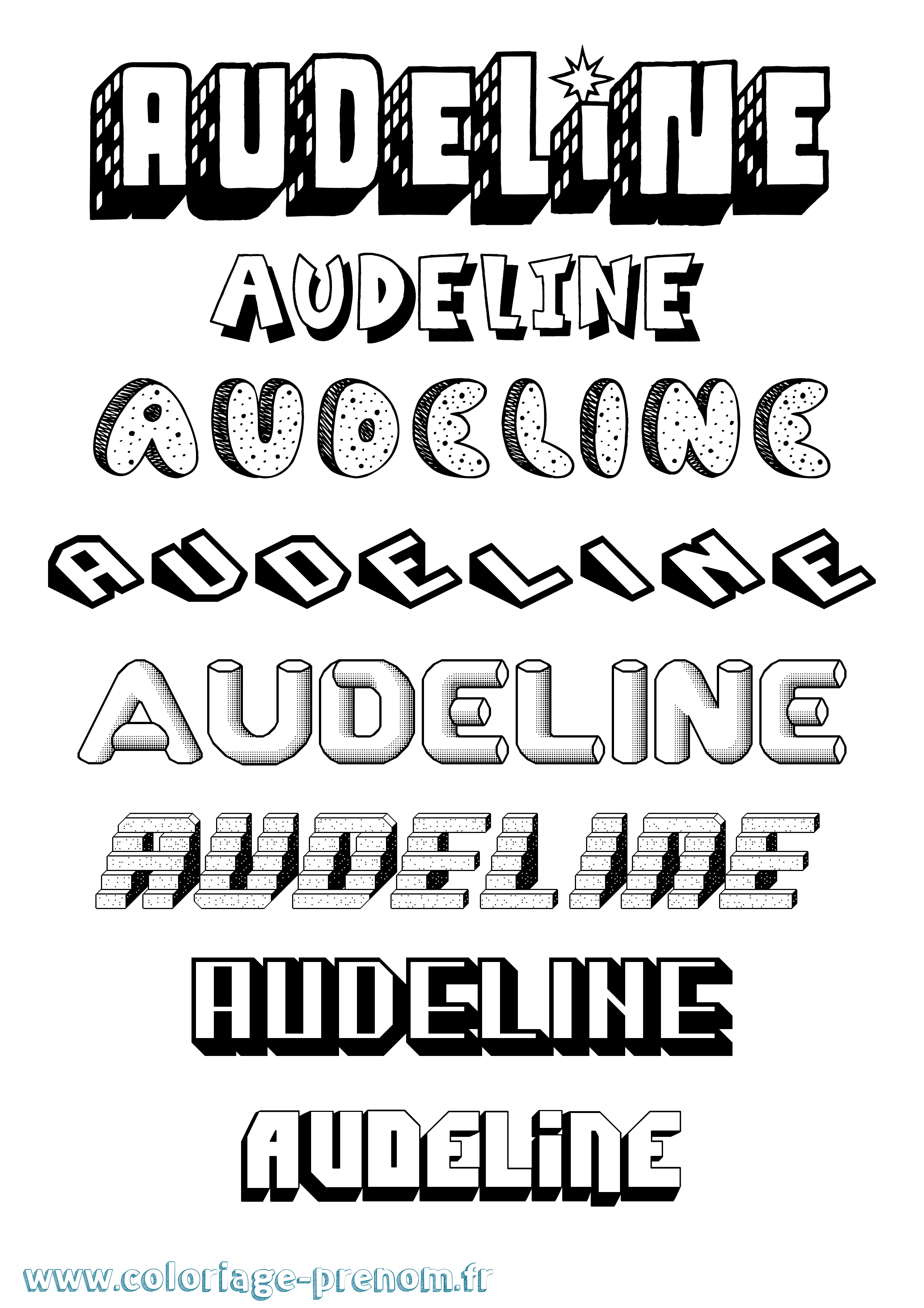 Coloriage Audeline Effet 3D Coloriage prénom Audeline Effet 3D
