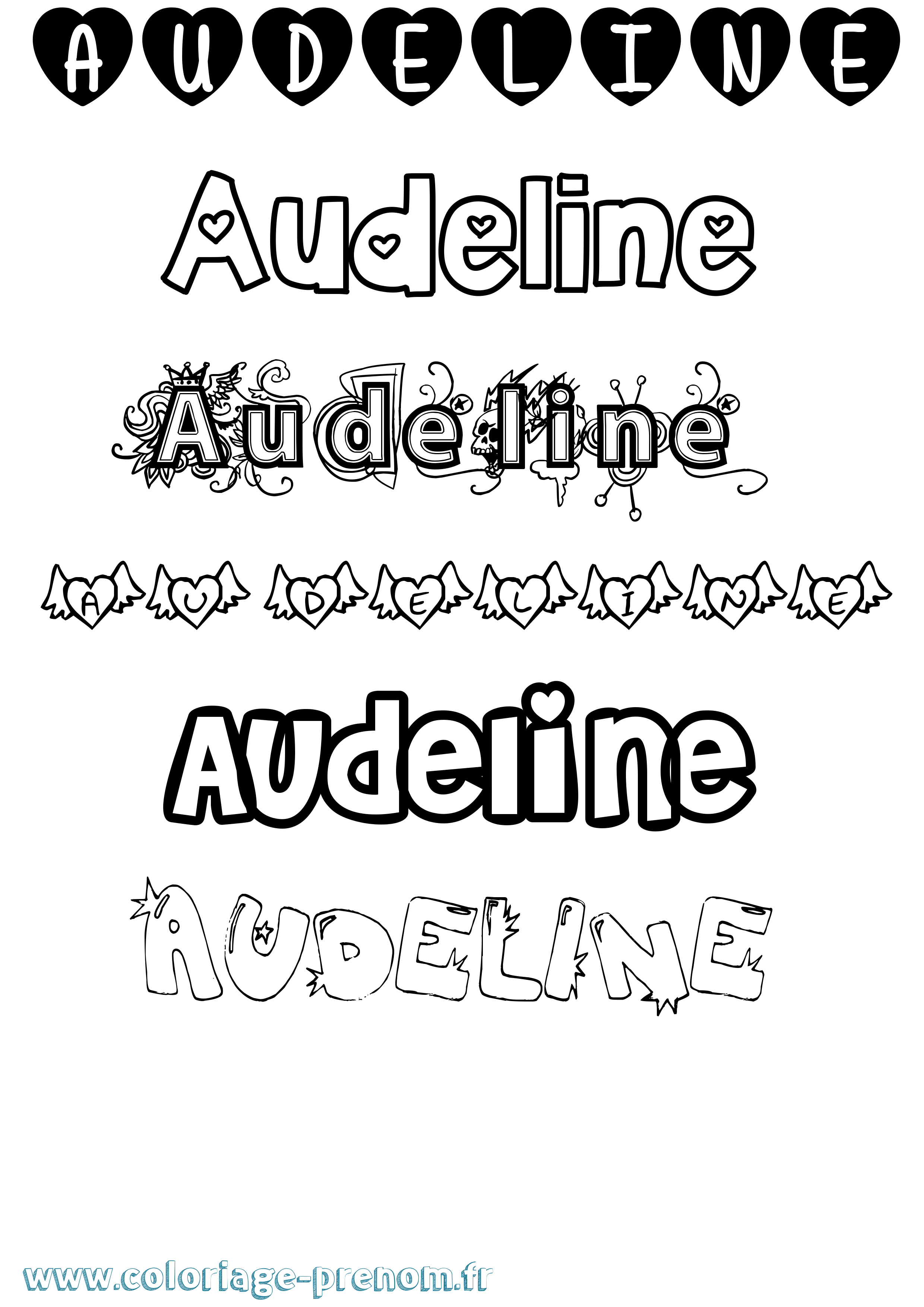 Coloriage Audeline Girly Coloriage prénom Audeline Girly