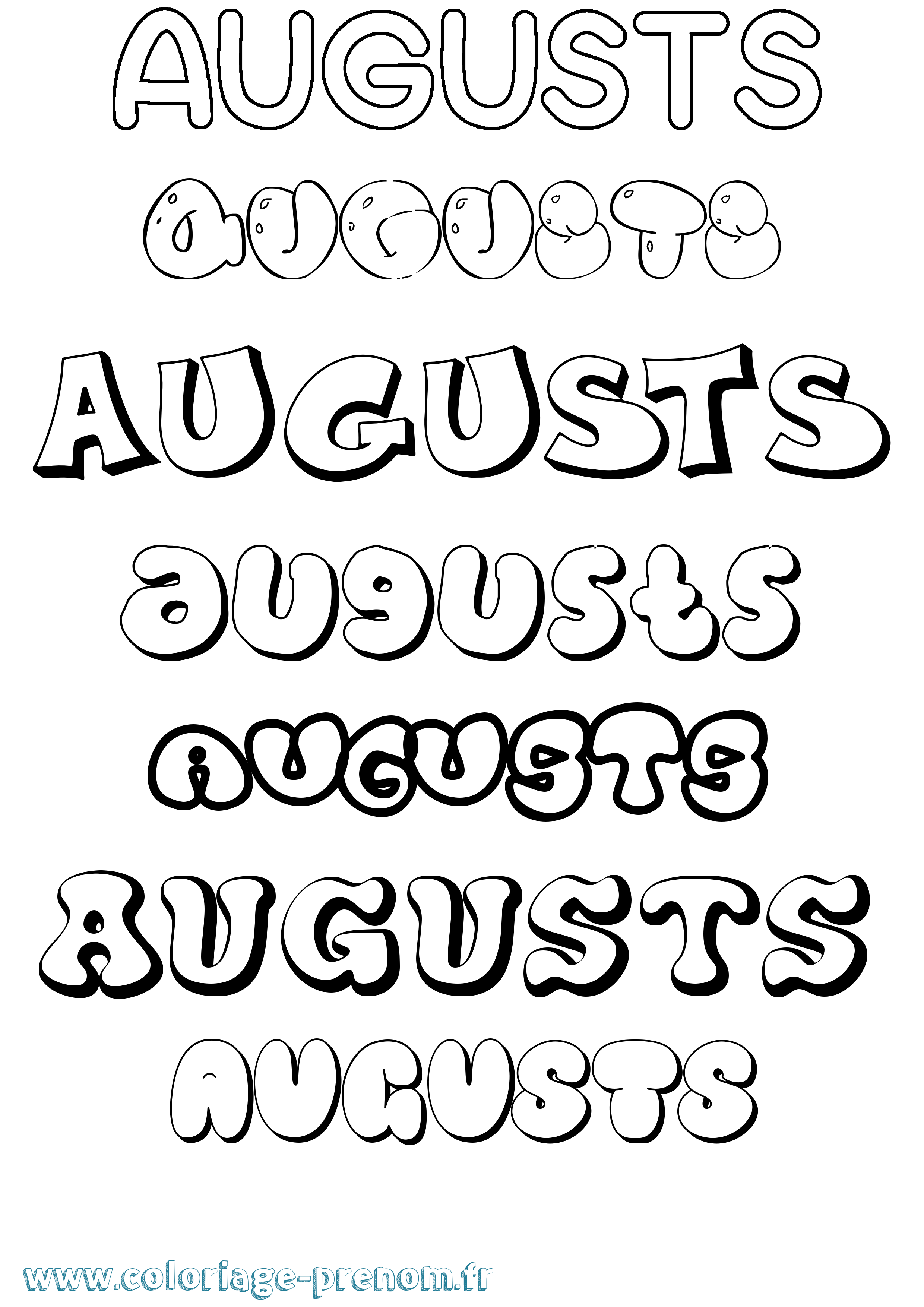 Coloriage Augusts Bubble Coloriage prénom Augusts Bubble
