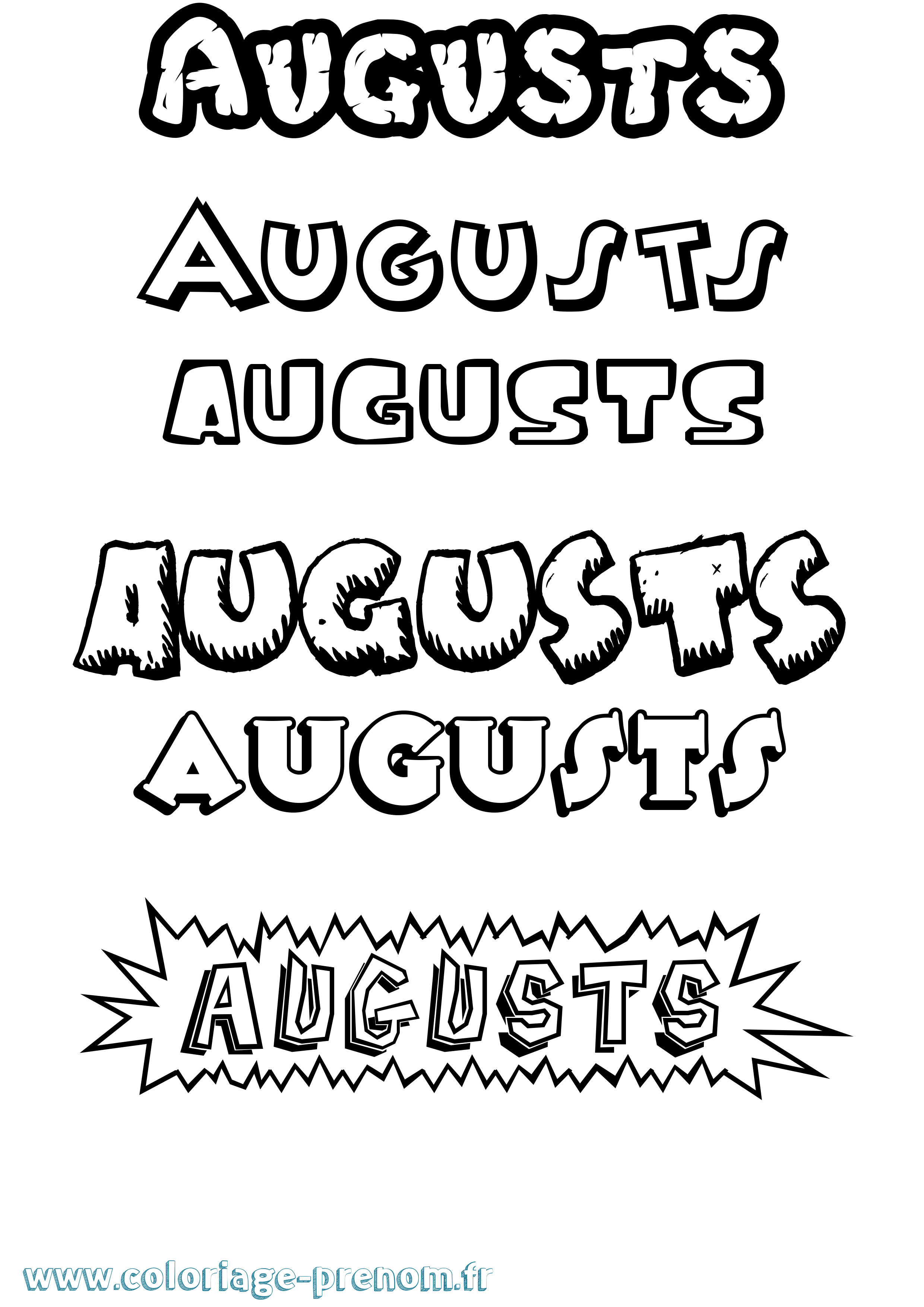 Coloriage Augusts Dessin Animé Coloriage prénom Augusts Dessin Animé