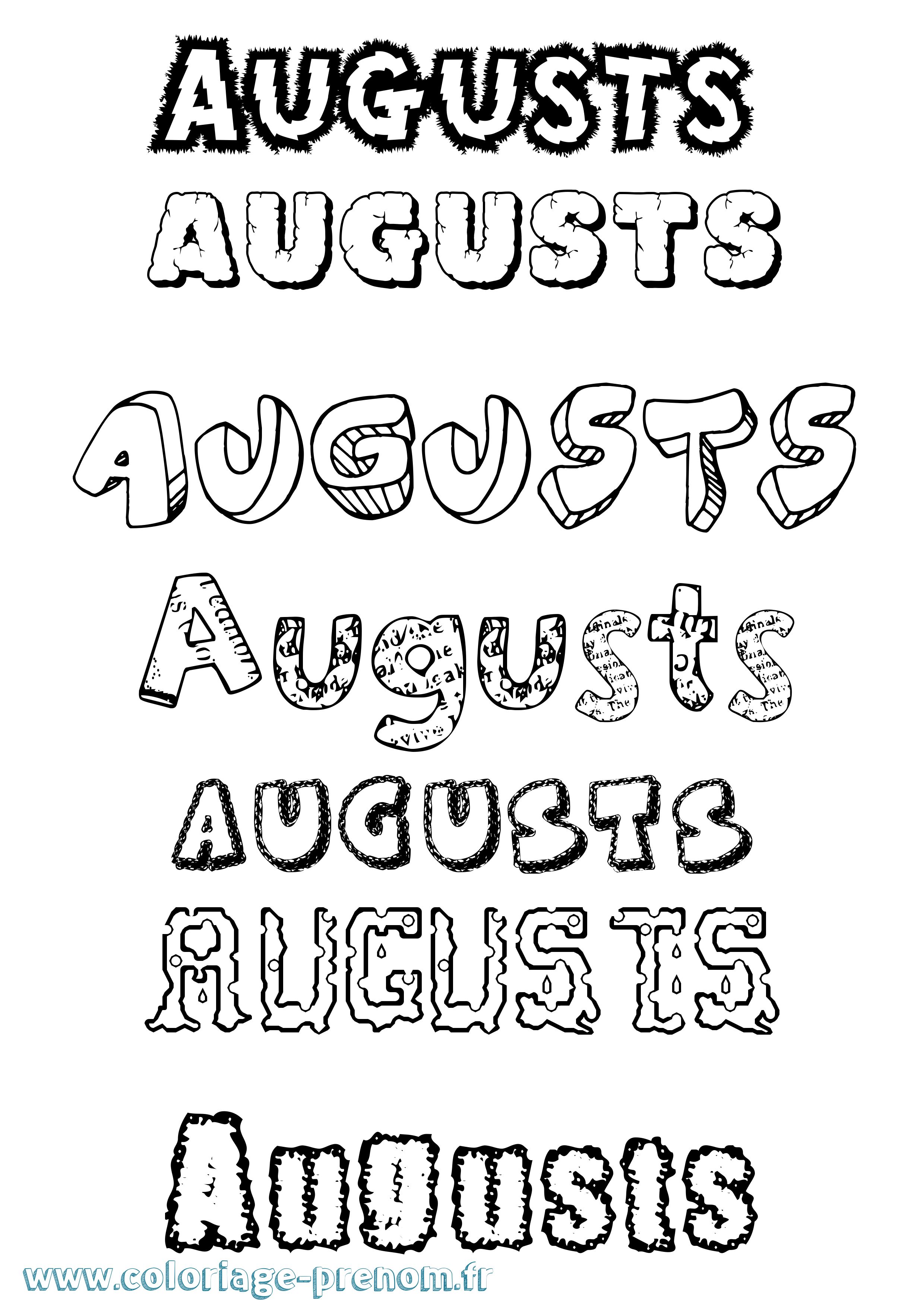 Coloriage Augusts Destructuré Coloriage prénom Augusts Destructuré
