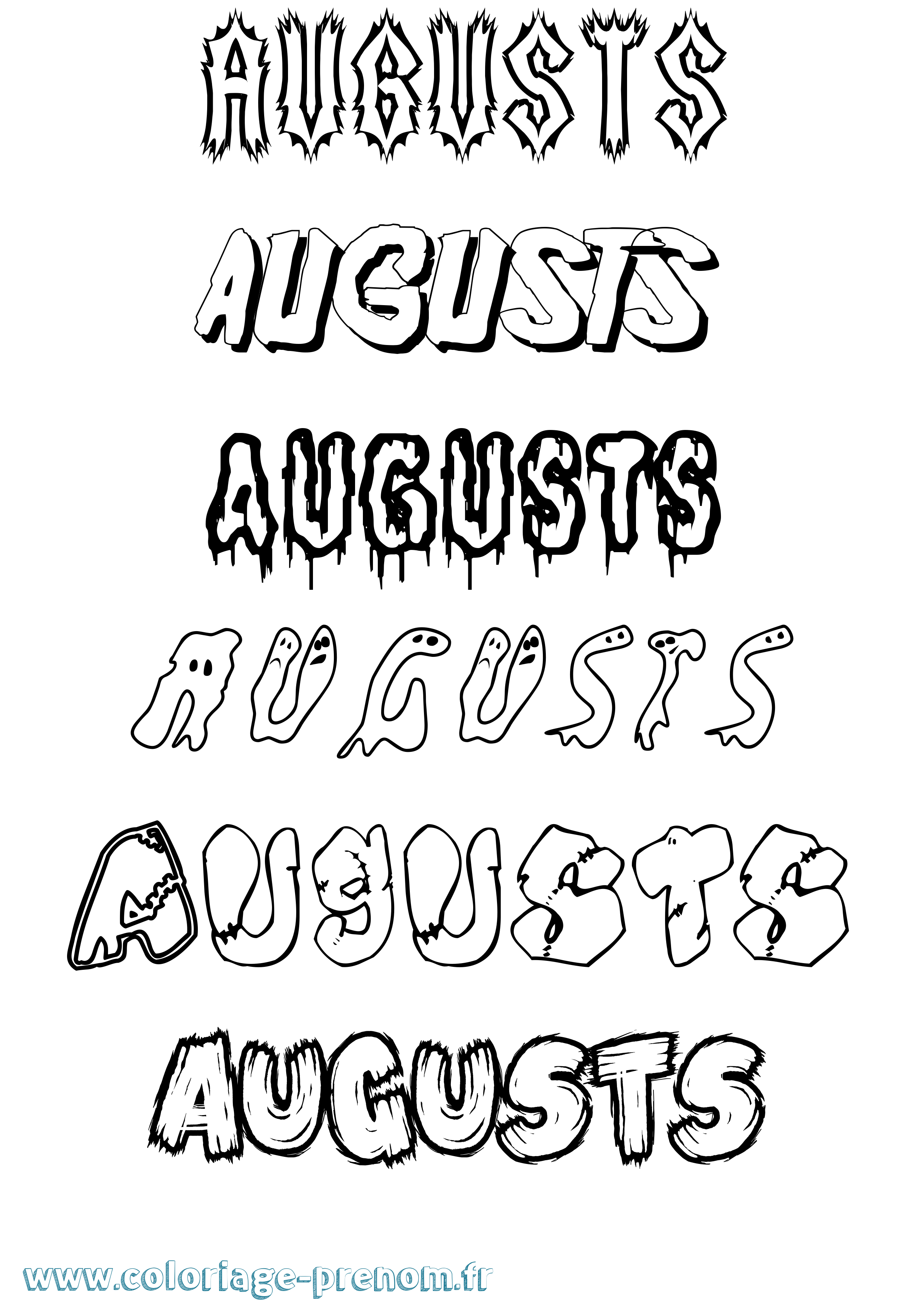 Coloriage Augusts Frisson Coloriage prénom Augusts Frisson