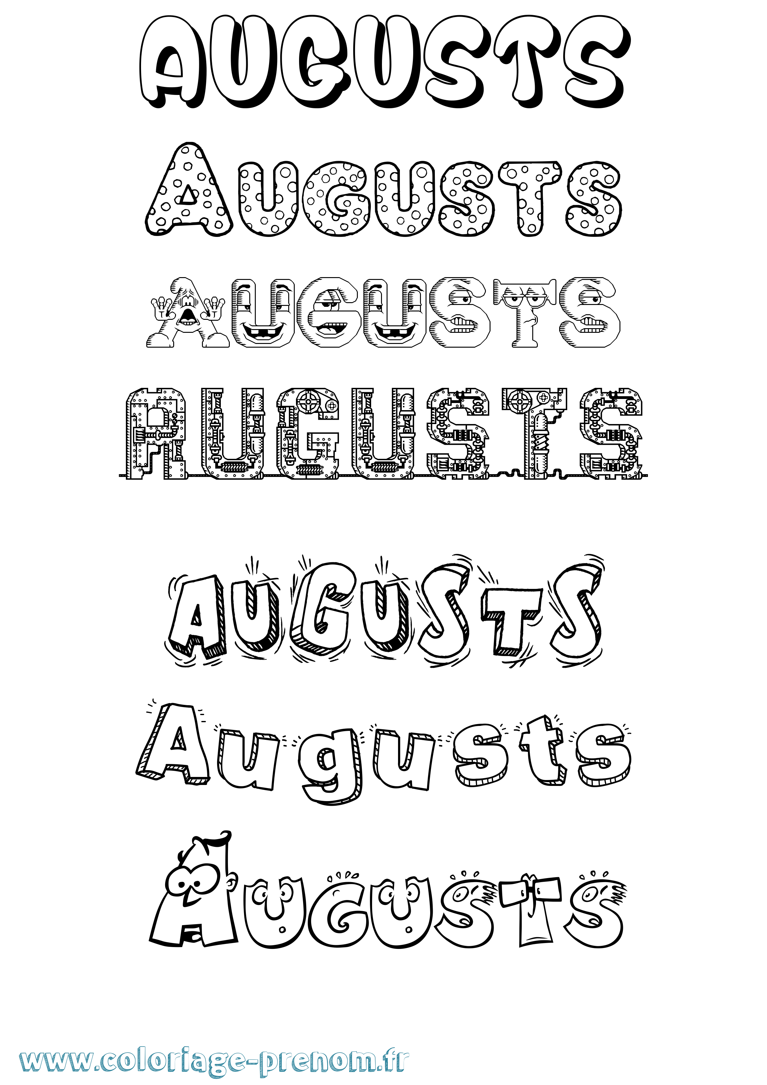 Coloriage Augusts Fun Coloriage prénom Augusts Fun