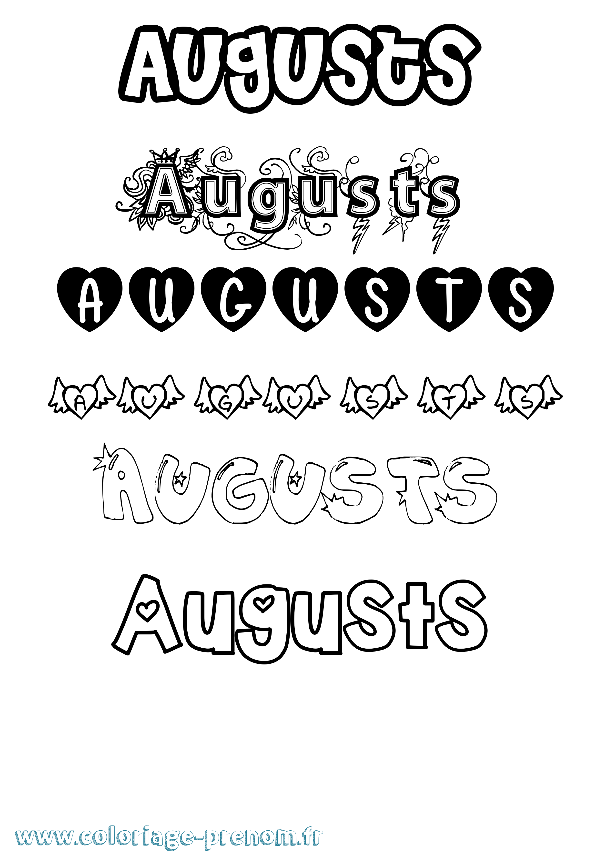 Coloriage Augusts Girly Coloriage prénom Augusts Girly