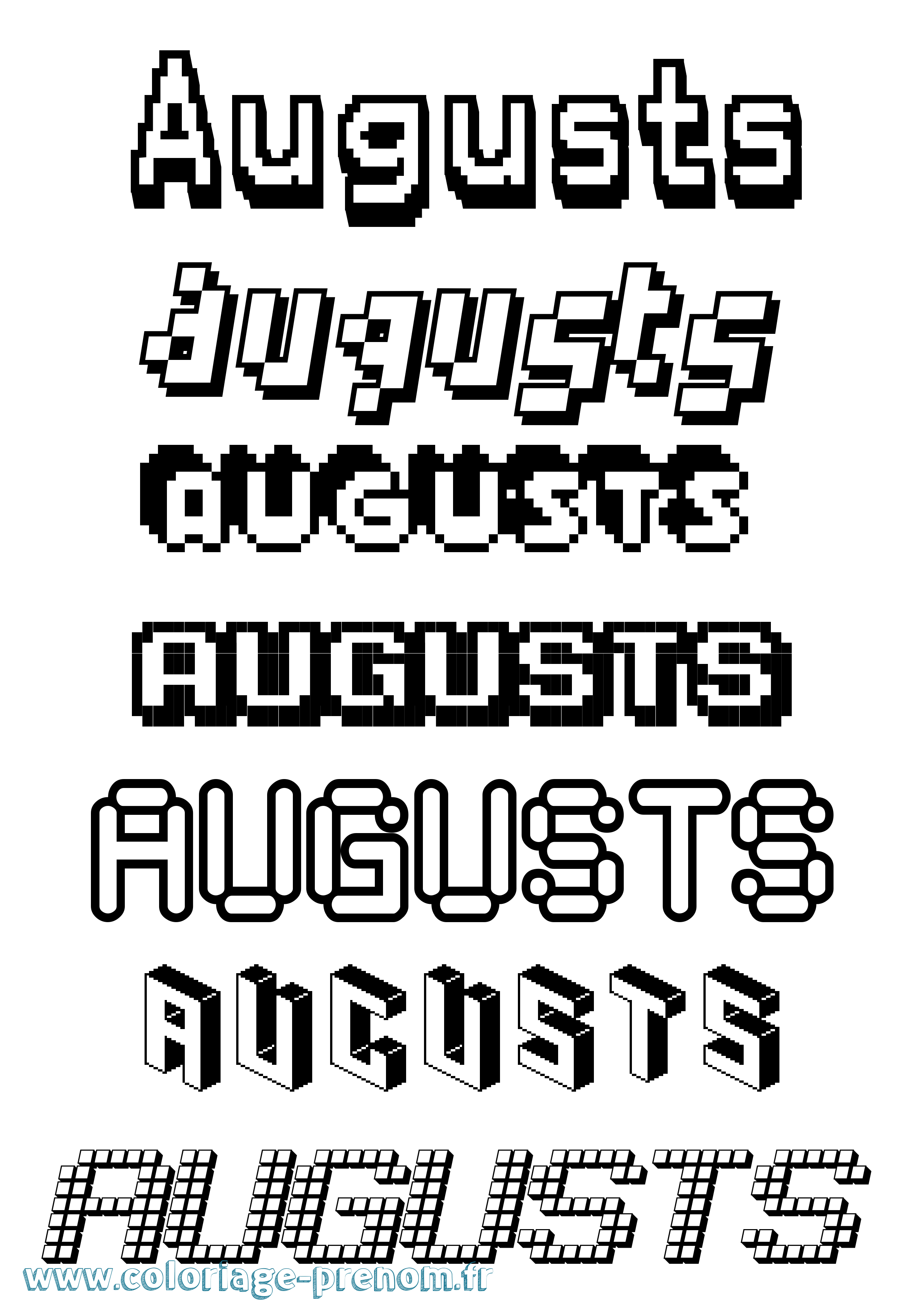 Coloriage Augusts Pixel Coloriage prénom Augusts Pixel