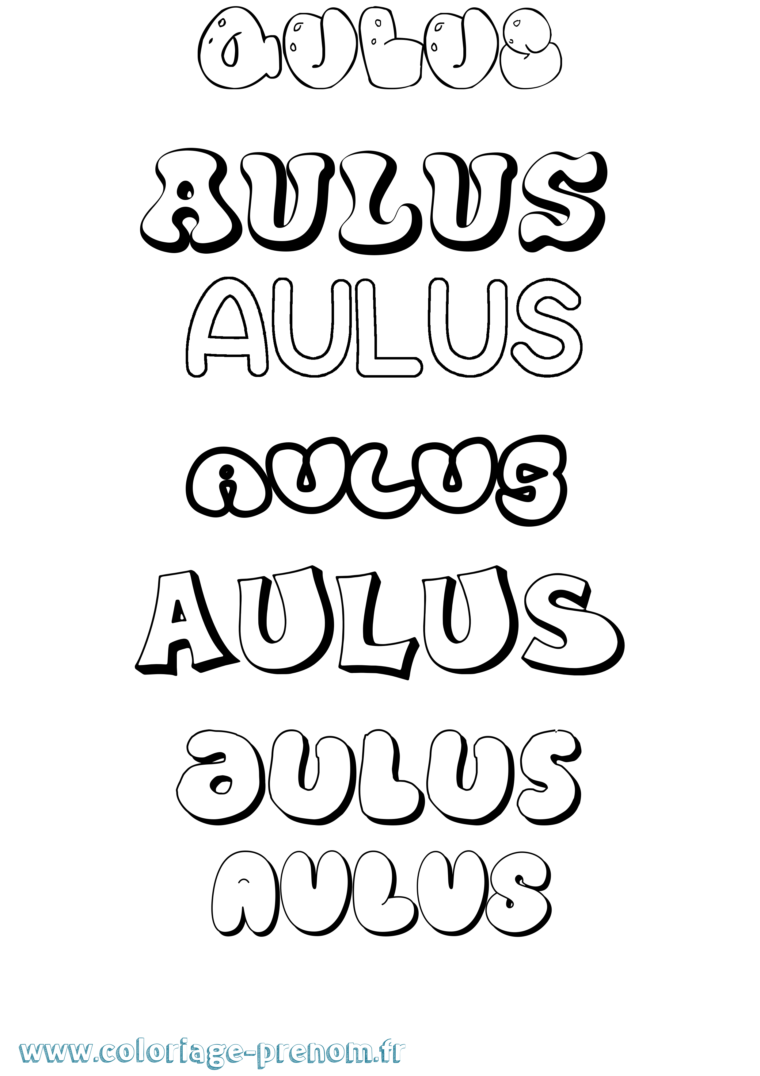 Coloriage Aulus Bubble Coloriage prénom Aulus Bubble