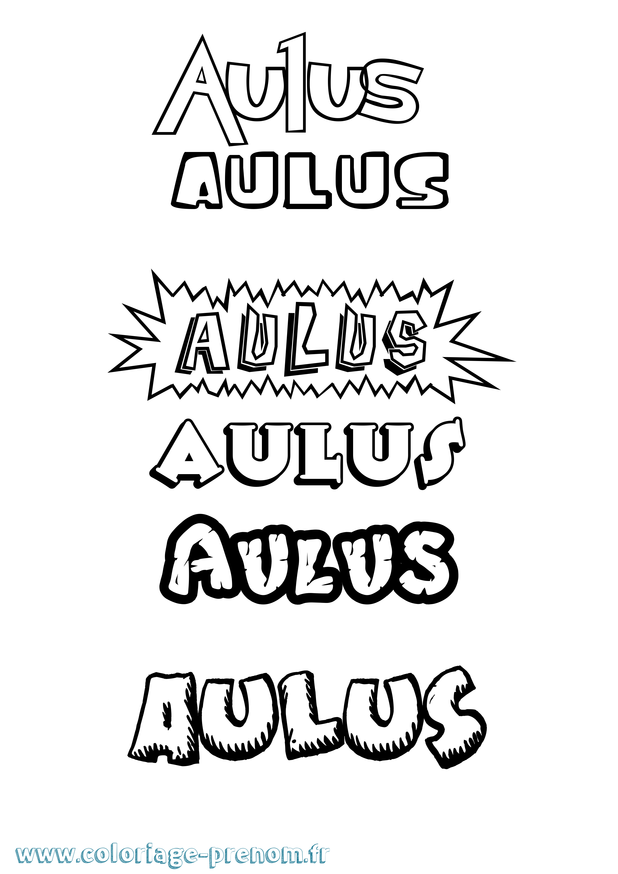 Coloriage Aulus Dessin Animé Coloriage prénom Aulus Dessin Animé