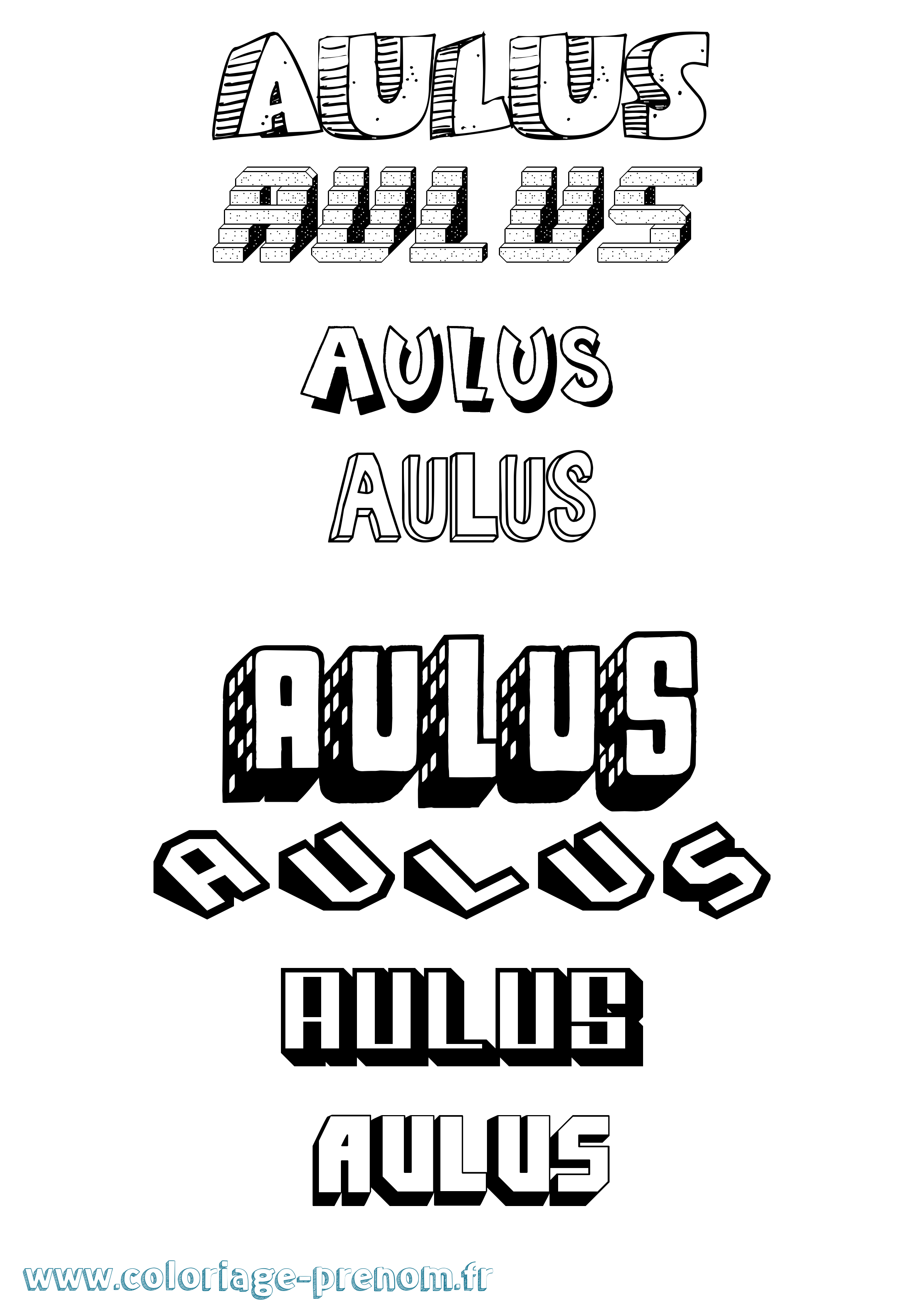 Coloriage Aulus Effet 3D Coloriage prénom Aulus Effet 3D