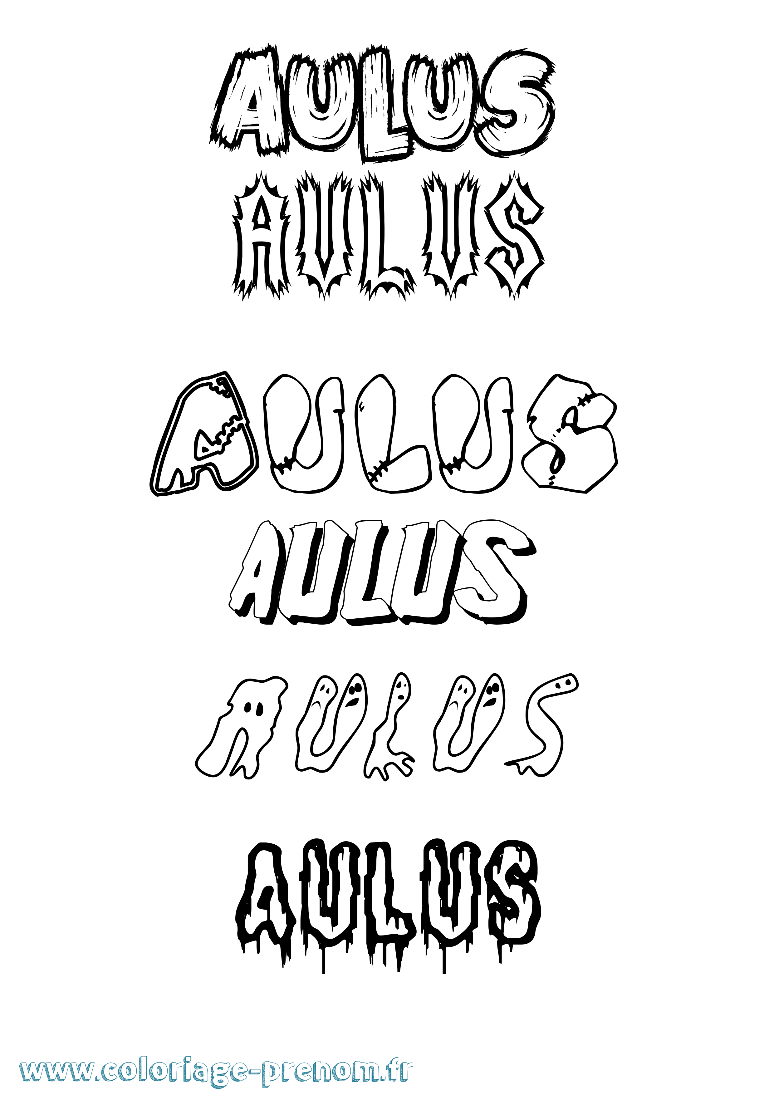 Coloriage Aulus Frisson Coloriage prénom Aulus Frisson