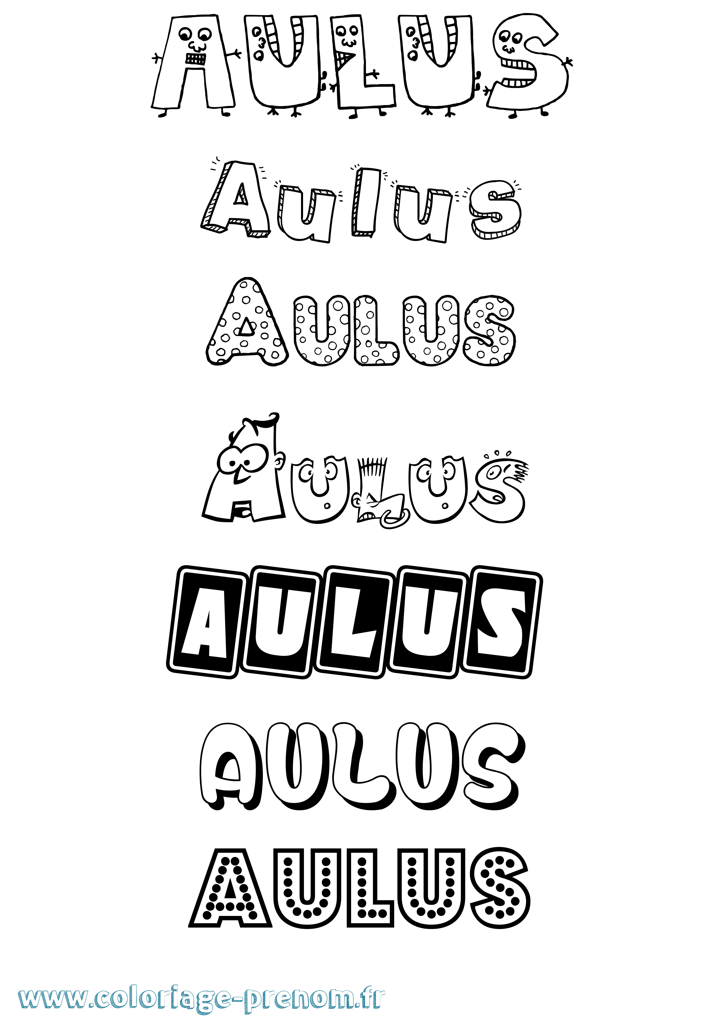 Coloriage Aulus Fun Coloriage prénom Aulus Fun