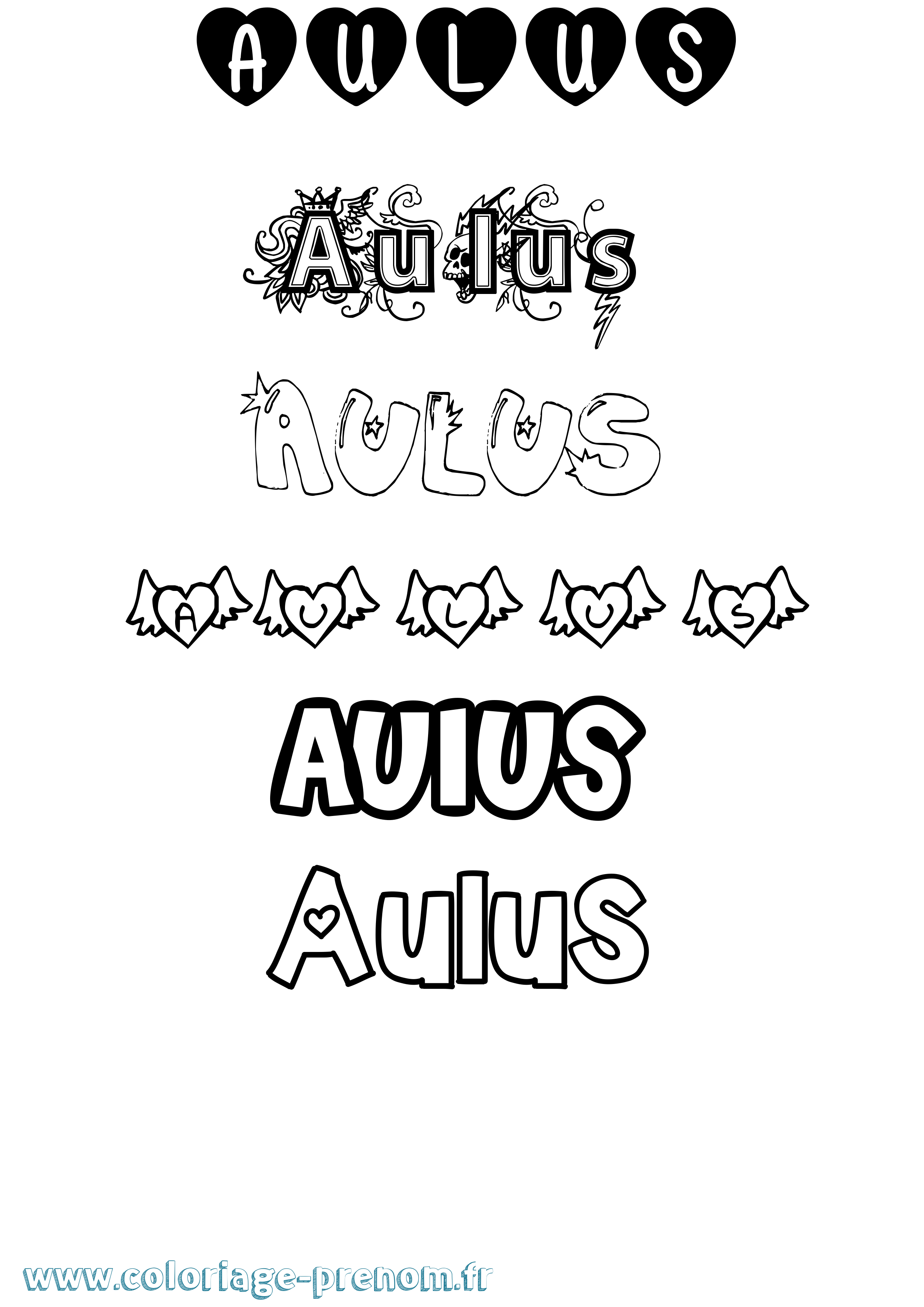 Coloriage Aulus Girly Coloriage prénom Aulus Girly