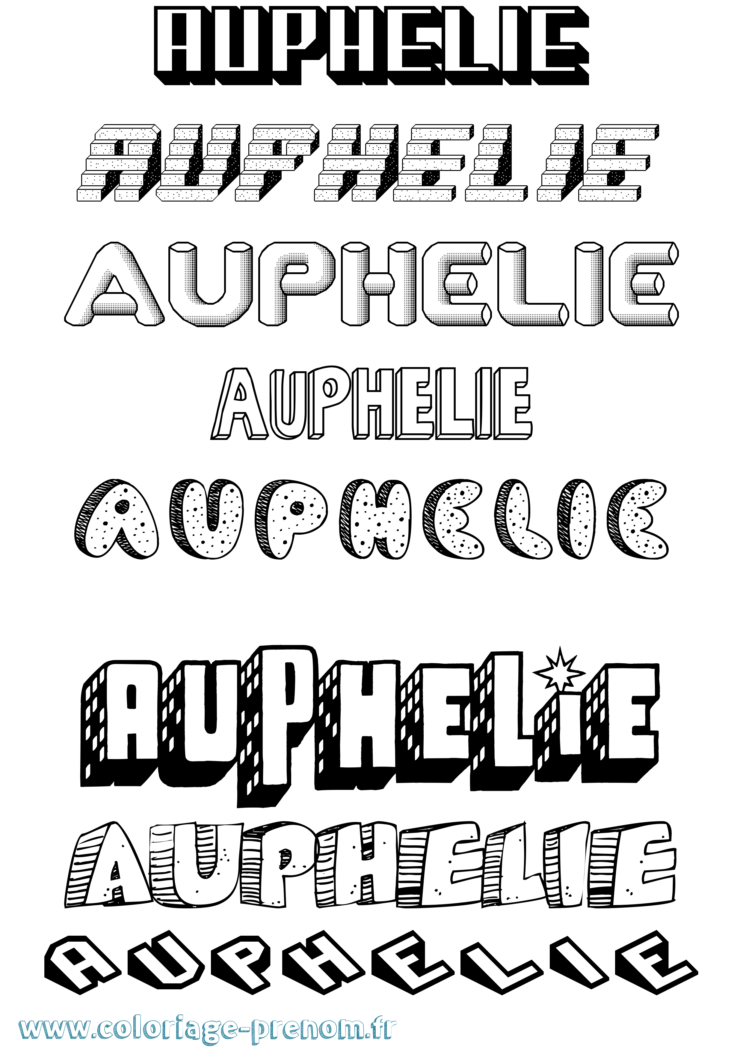 Coloriage Auphelie Effet 3D Coloriage prénom Auphelie Effet 3D
