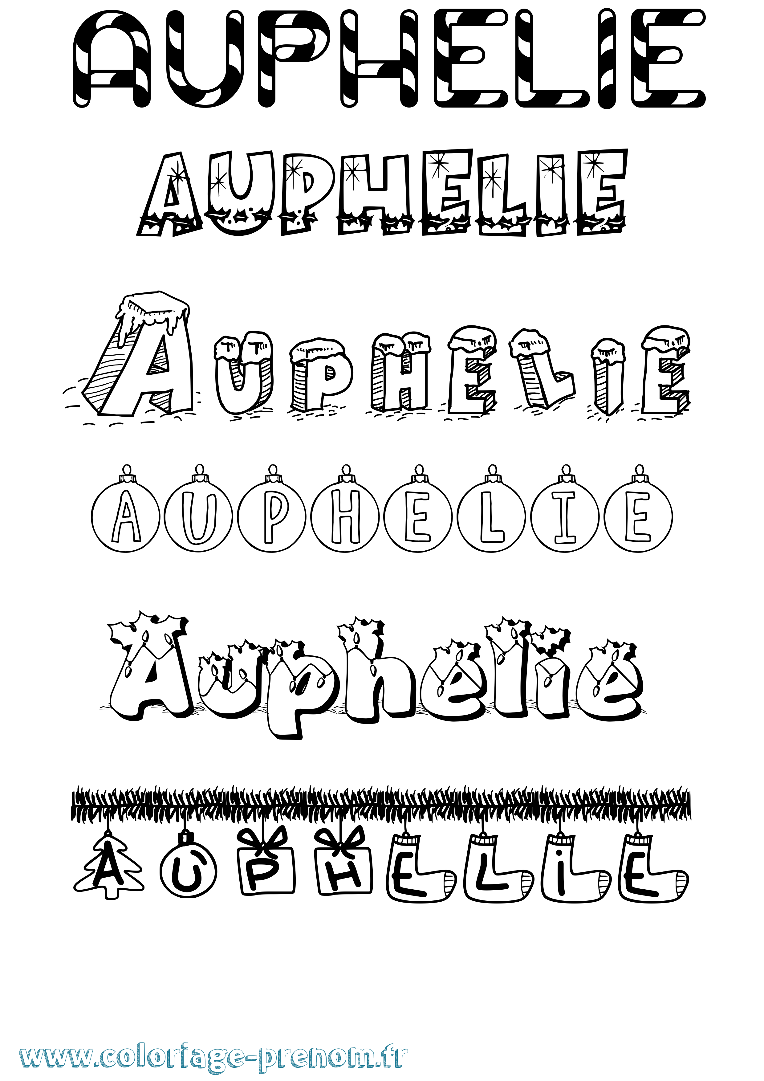 Coloriage Auphelie Noël Coloriage prénom Auphelie Noël