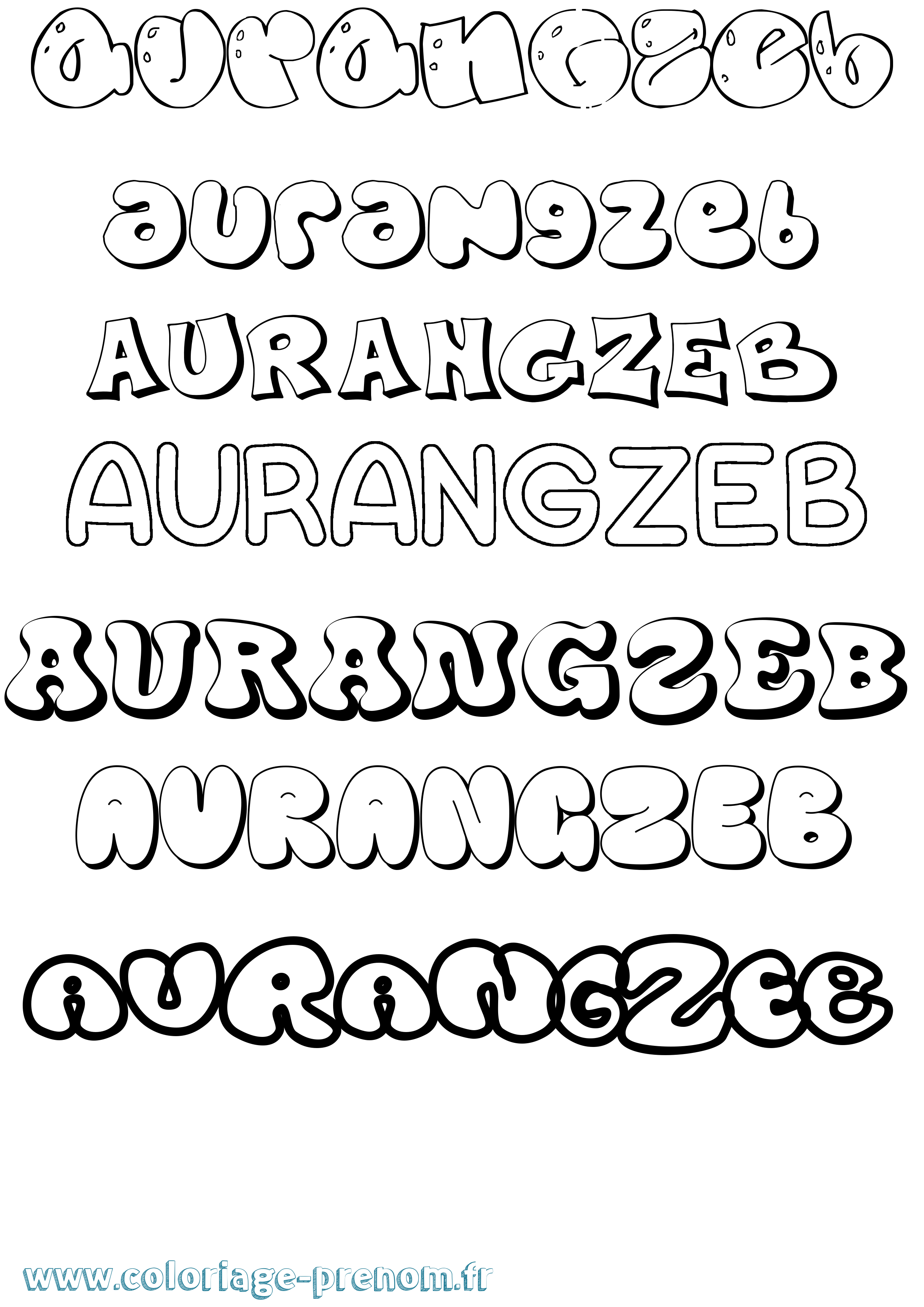Coloriage Aurangzeb Bubble Coloriage prénom Aurangzeb Bubble