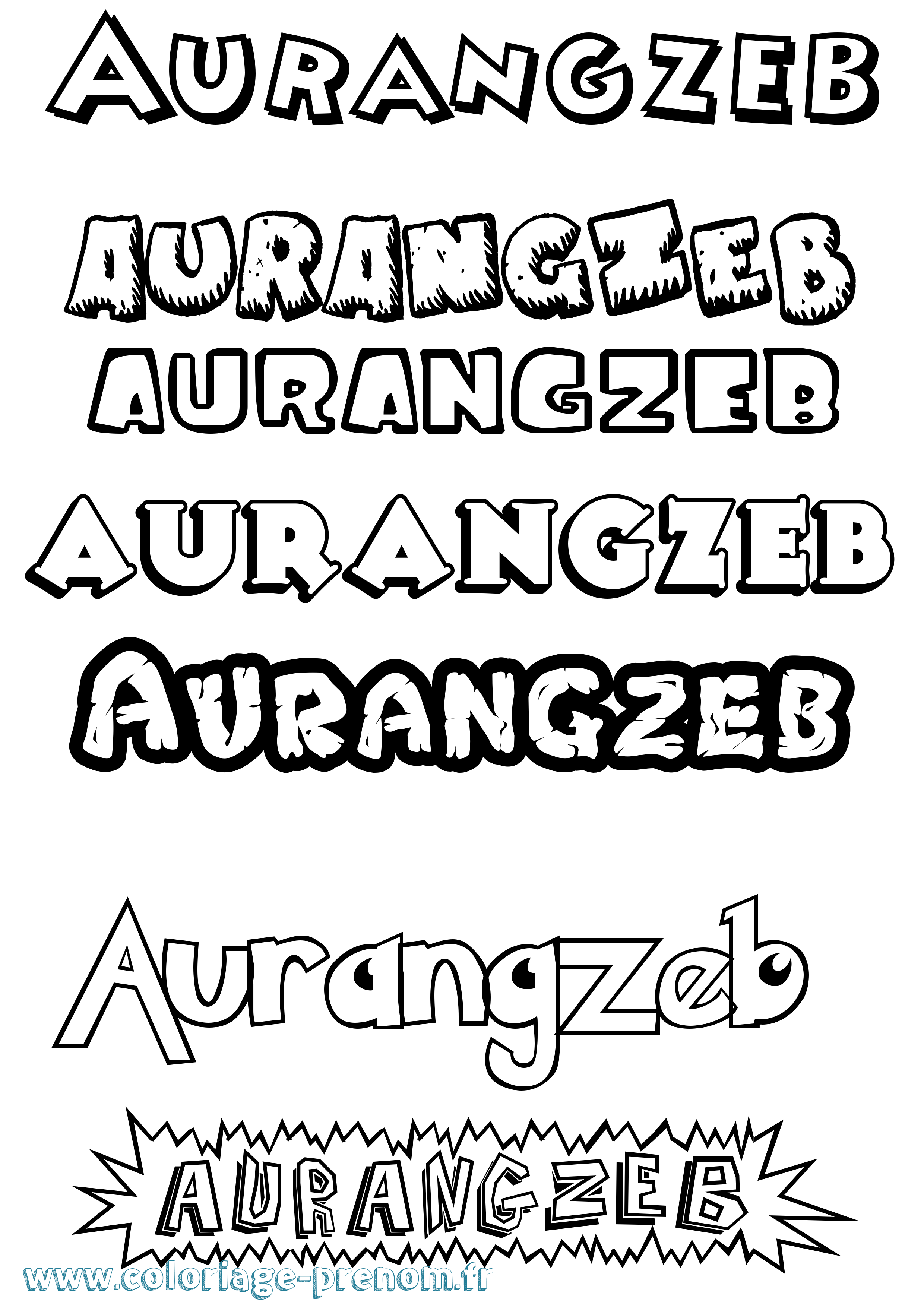 Coloriage Aurangzeb Dessin Animé Coloriage prénom Aurangzeb Dessin Animé