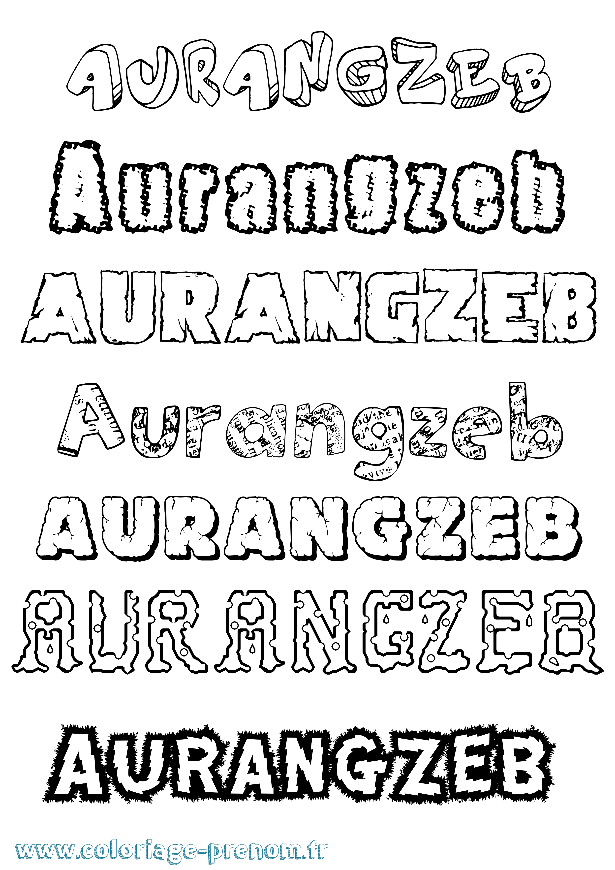 Coloriage Aurangzeb Destructuré Coloriage prénom Aurangzeb Destructuré